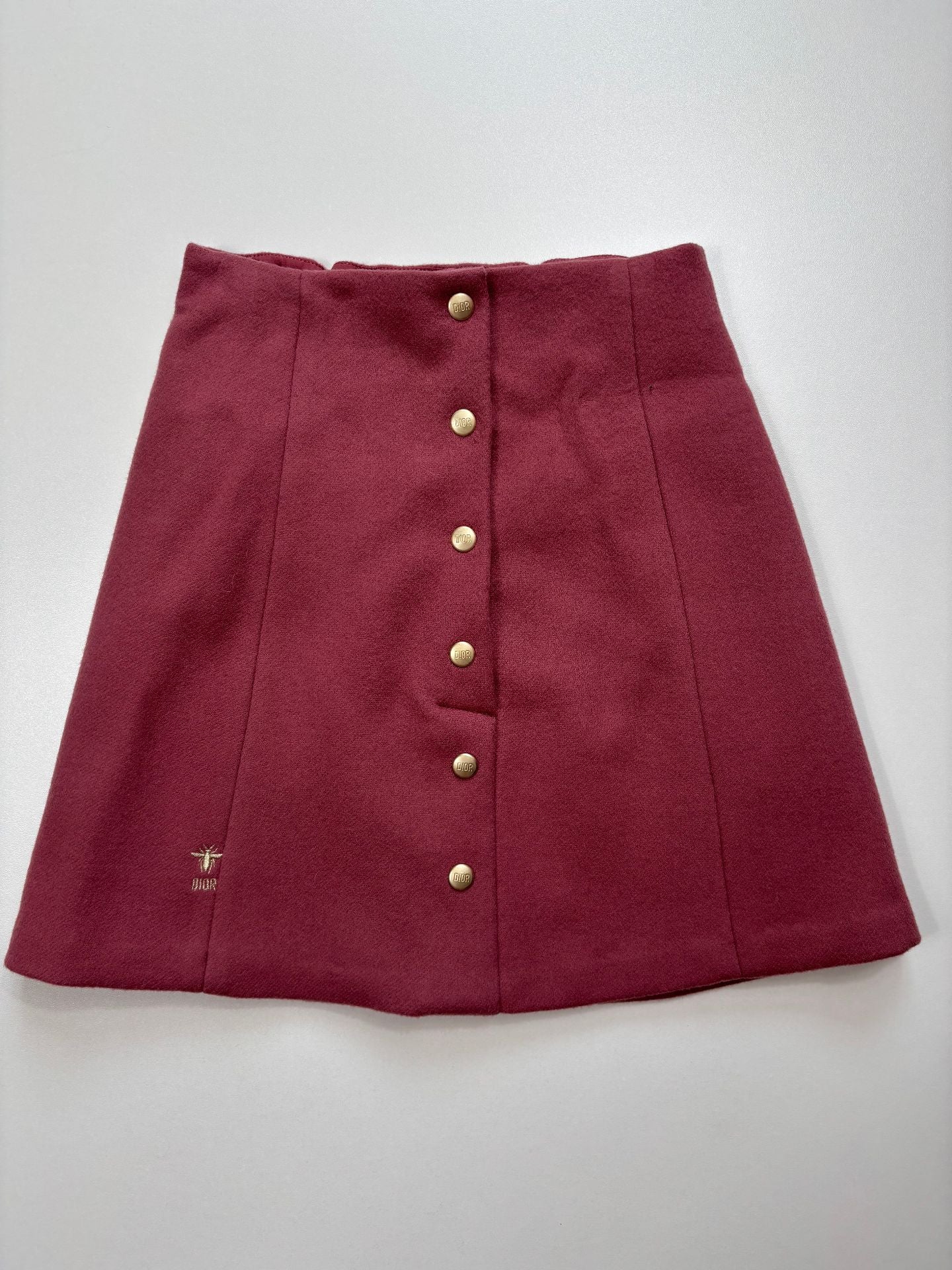 Ensemble Dior enfant caban croisé + jupe trapèze vieux rose – boutons dorés abeille – 12 ans-7