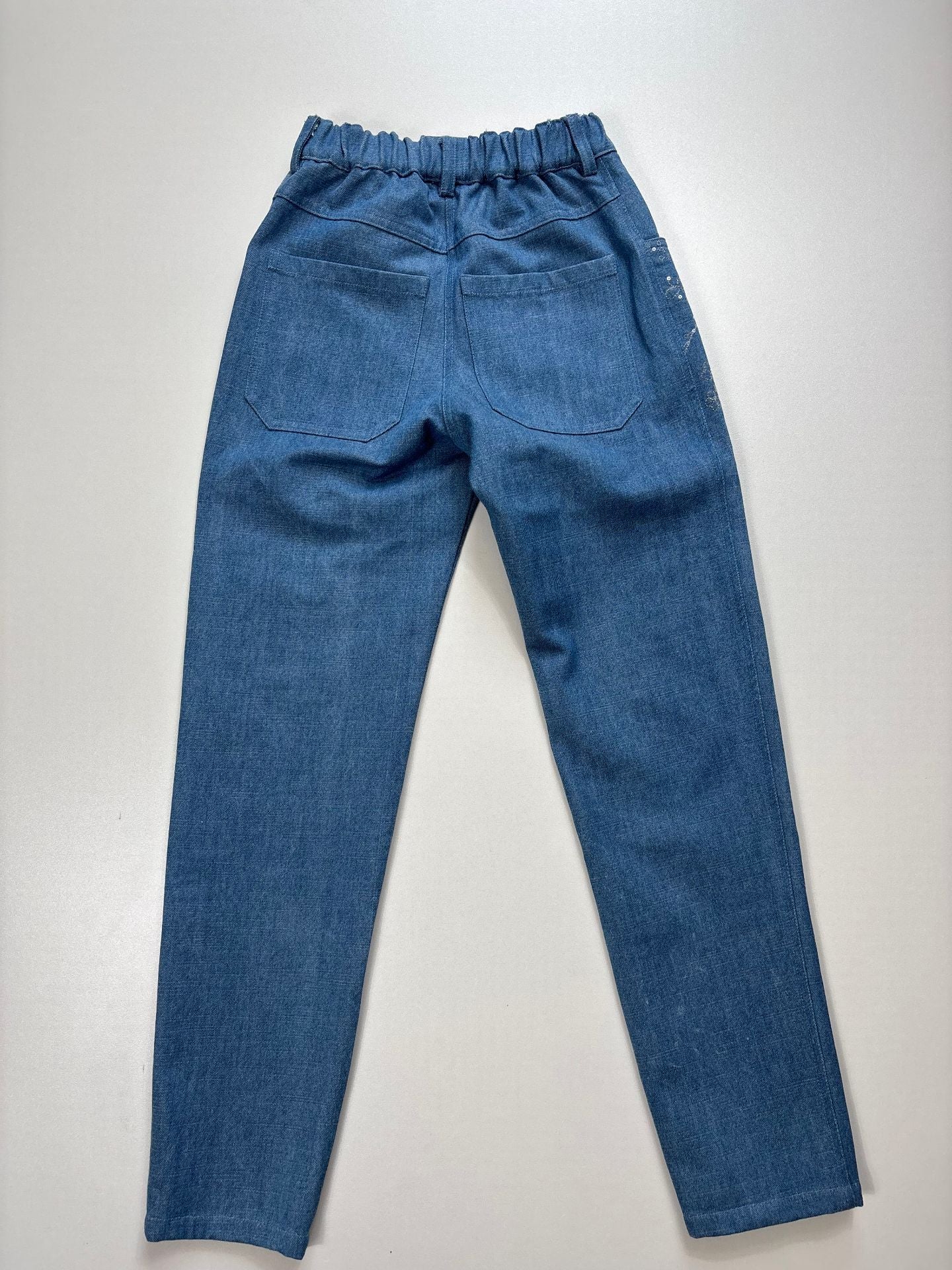Ensemble jean Dior enfant broderies florales dorées – veste + pantalon – 10 ans-18