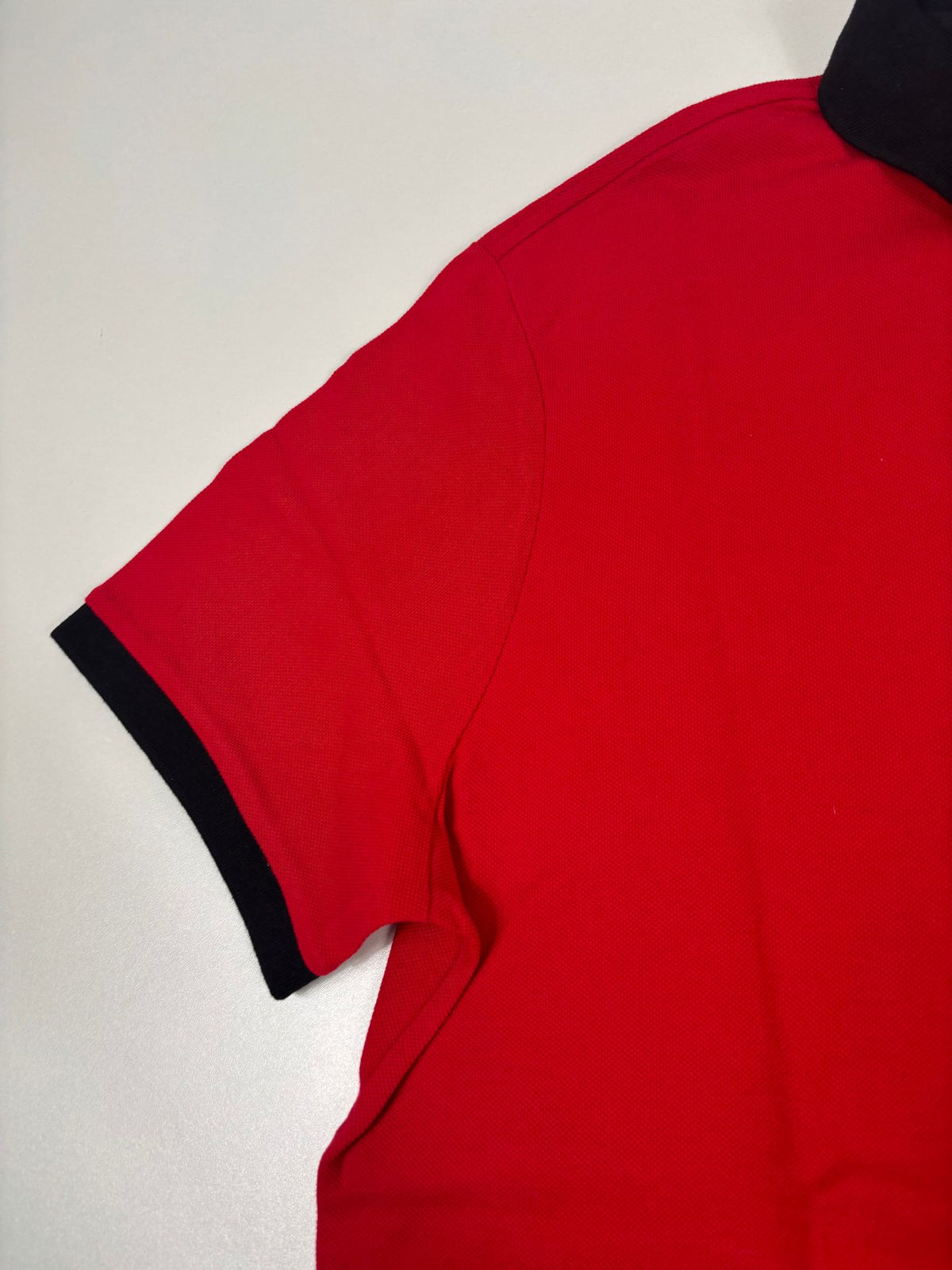 Polo Ralph Lauren rouge à col noir logo brodé doré – Taille XL-4