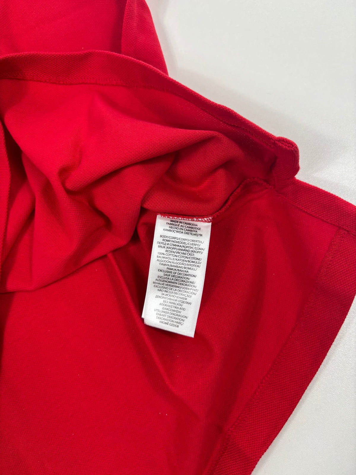 Polo Ralph Lauren rouge à col noir logo brodé doré – Taille XL-7