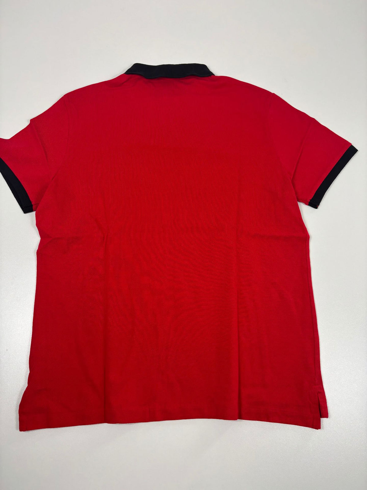 Polo Ralph Lauren rouge à col noir logo brodé doré – Taille XL-8