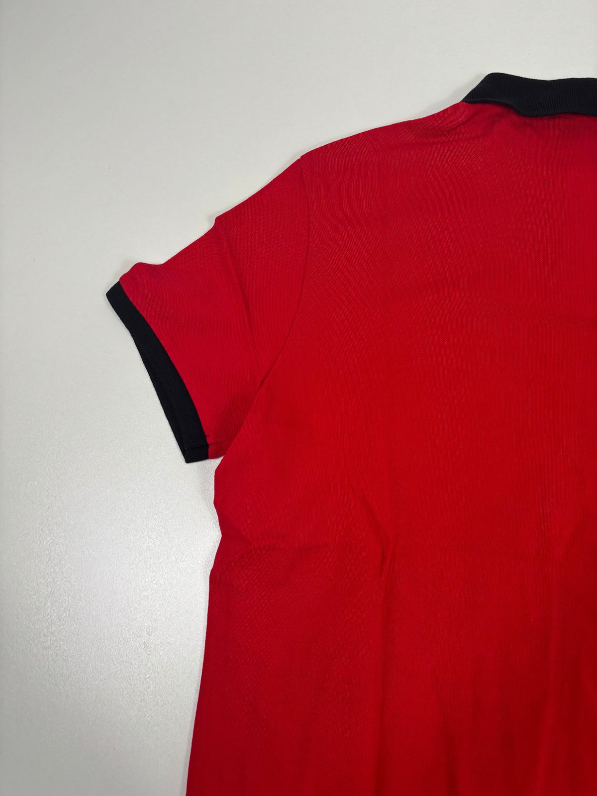 Polo Ralph Lauren rouge à col noir logo brodé doré – Taille XL-9