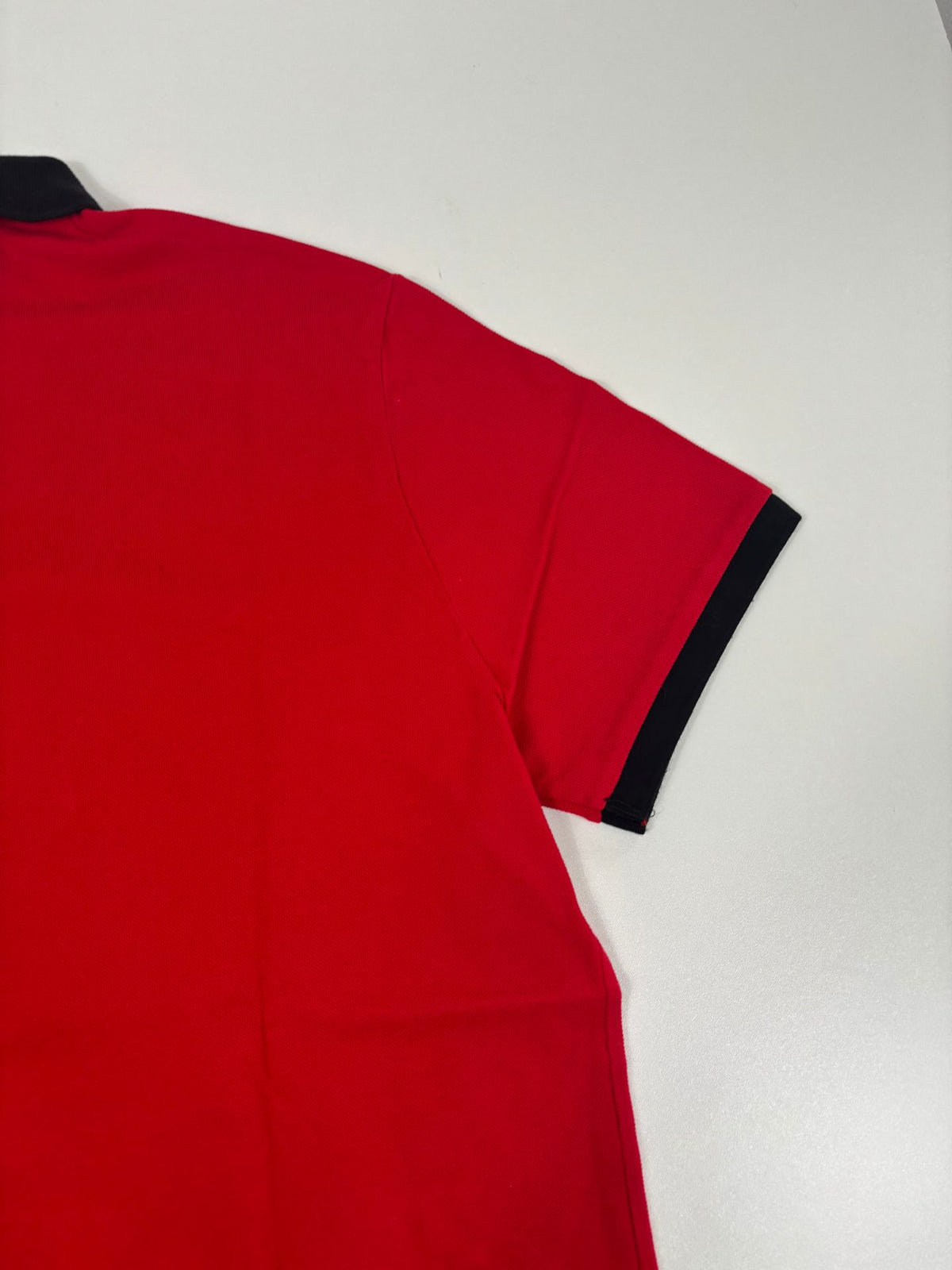 Polo Ralph Lauren rouge à col noir logo brodé doré – Taille XL-11