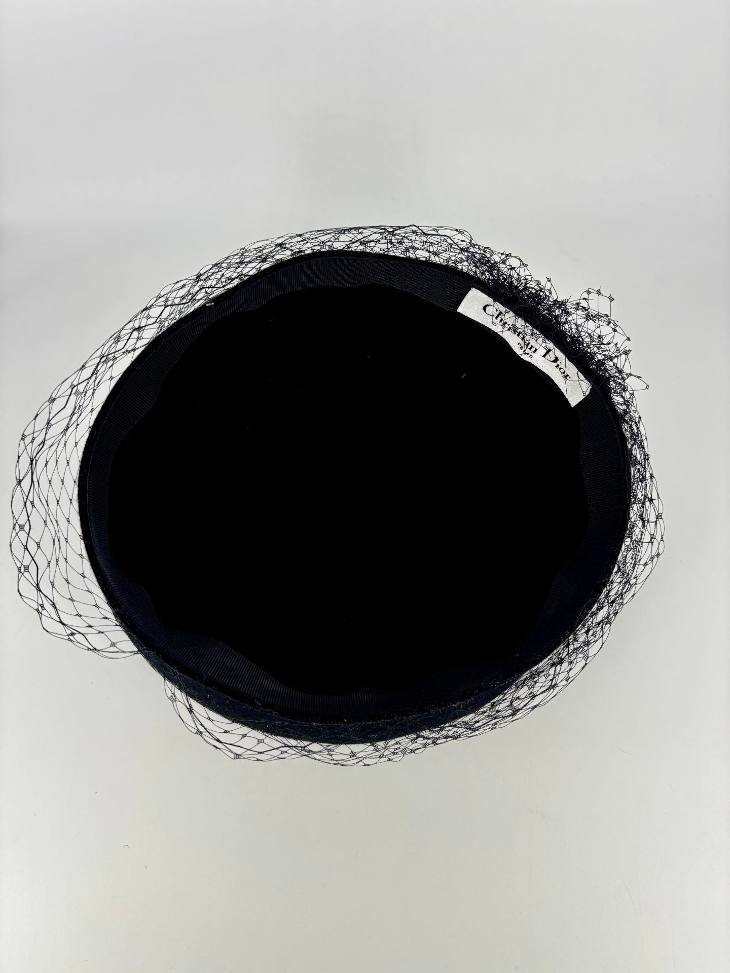 Béret Christian Dior Paris vintage velours noir voilette résille – Archive-5