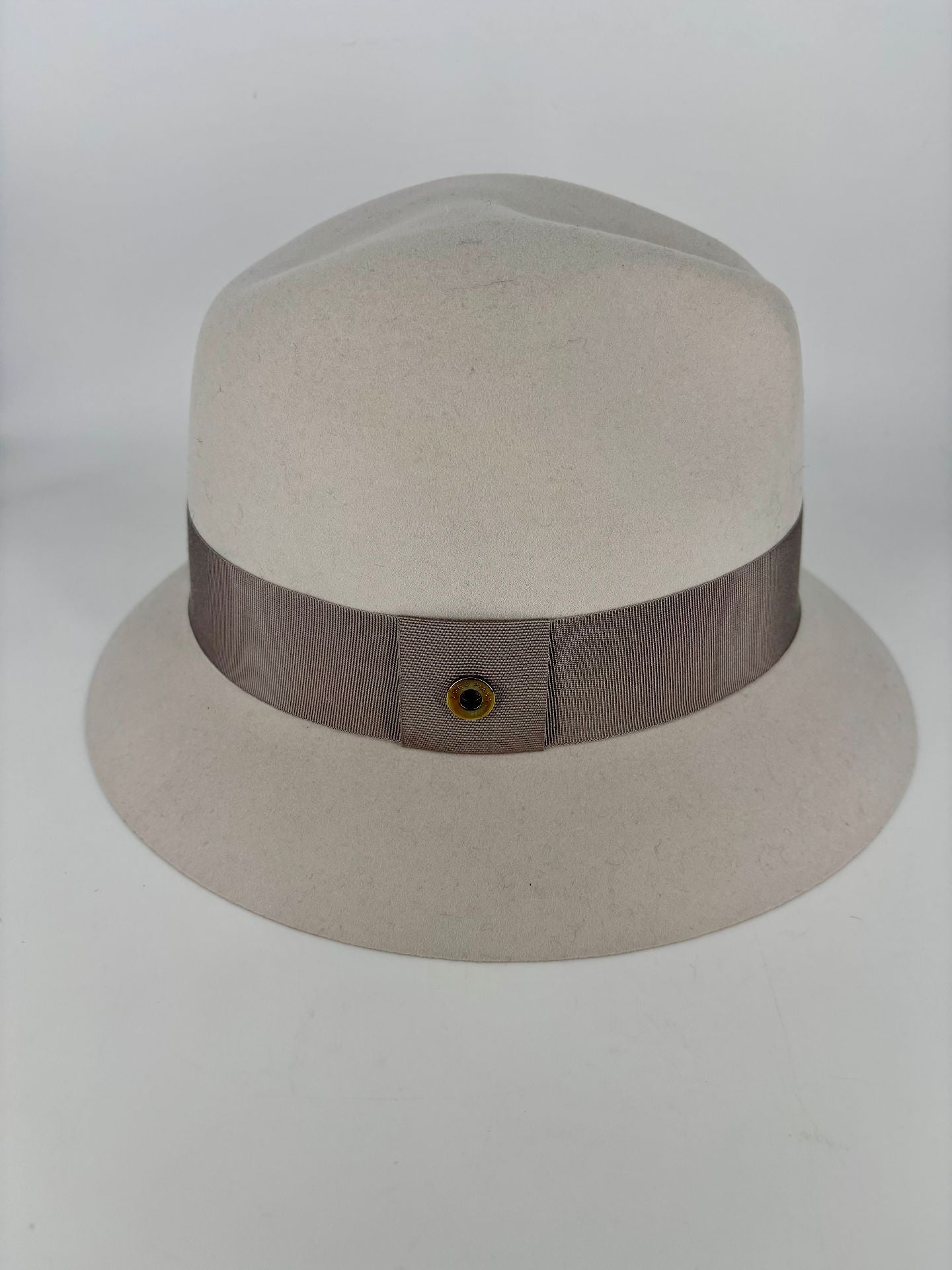 Chapeau Loro Piana feutre poil de lièvre cachemire beige ruban gros-grain-2
