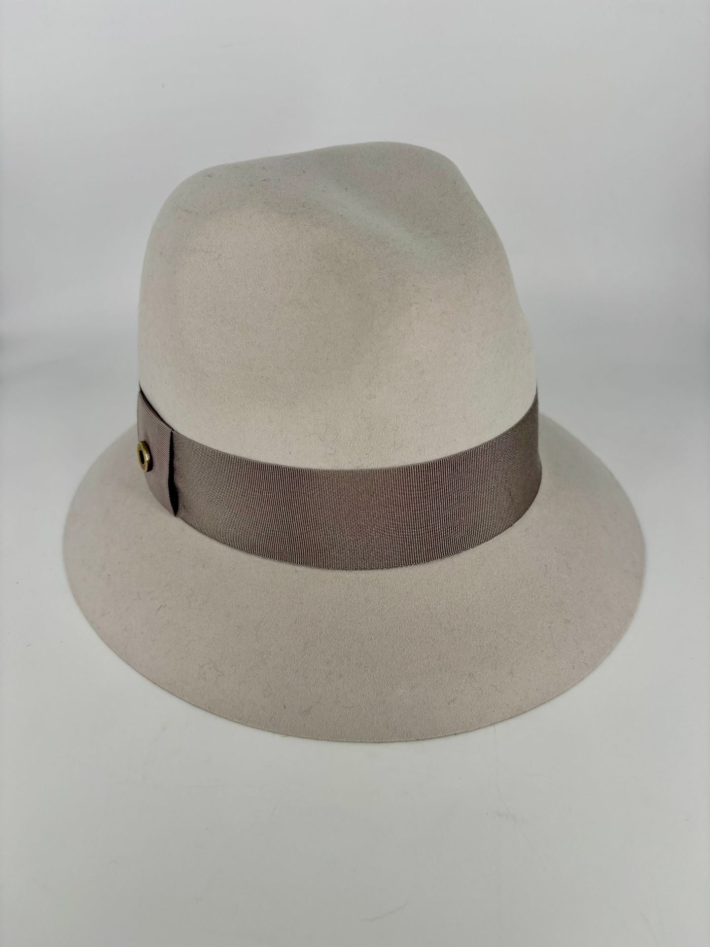 Chapeau Loro Piana feutre poil de lièvre cachemire beige ruban gros-grain-4