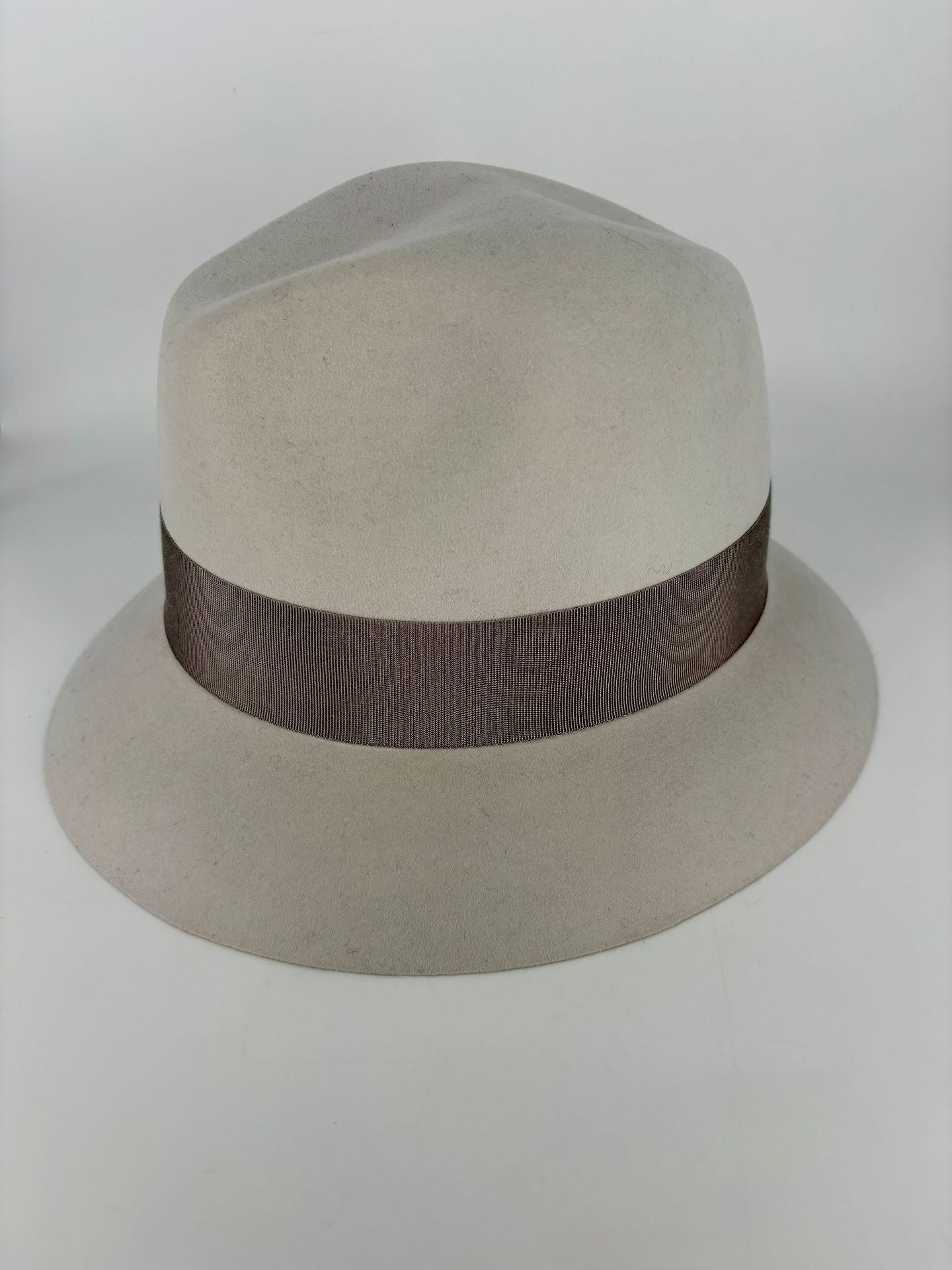 Chapeau Loro Piana feutre poil de lièvre cachemire beige ruban gros-grain-5