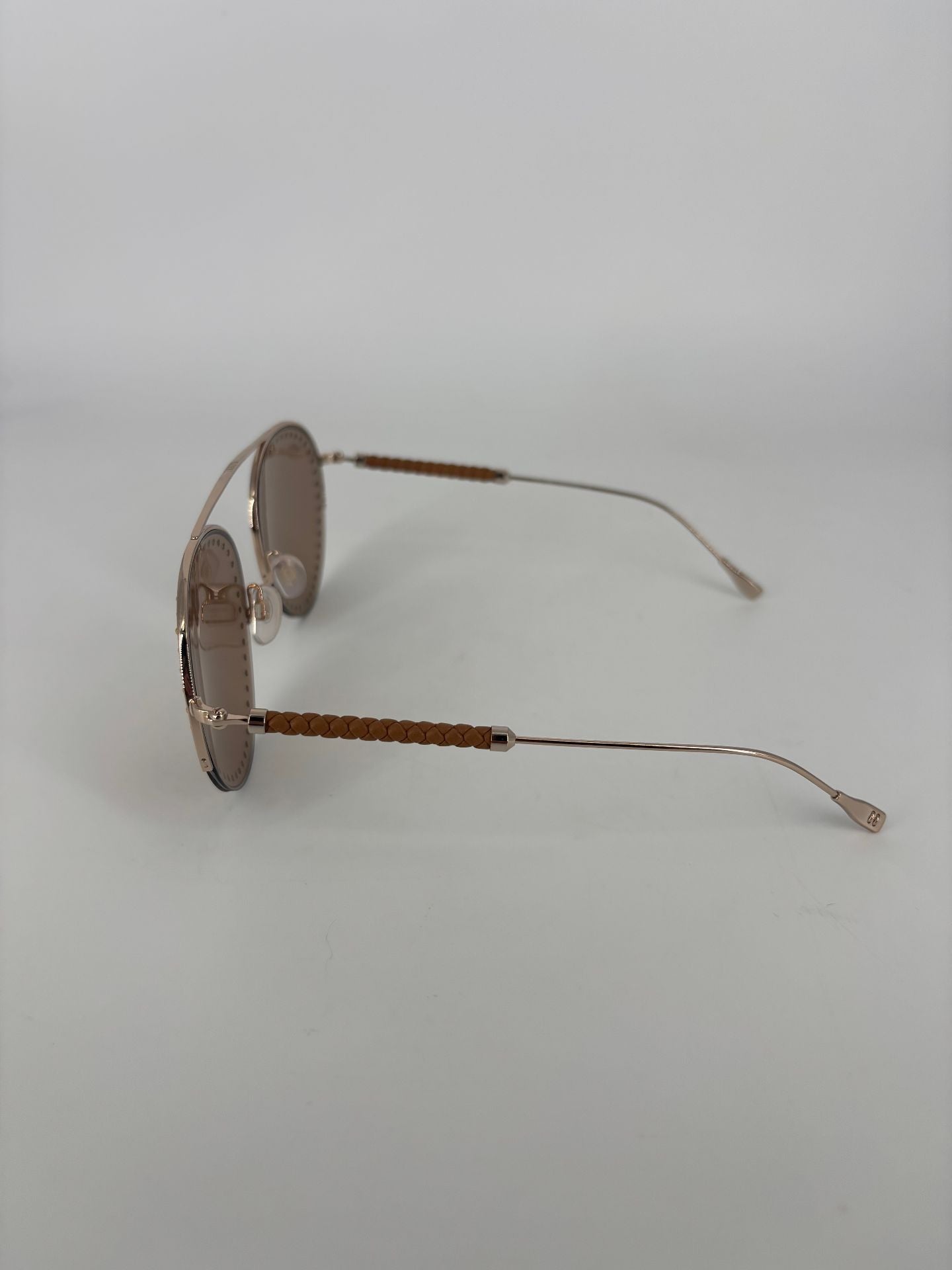 Lunettes de soleil Tod's forme goutte métal galvanisé branches cuir tressé-3