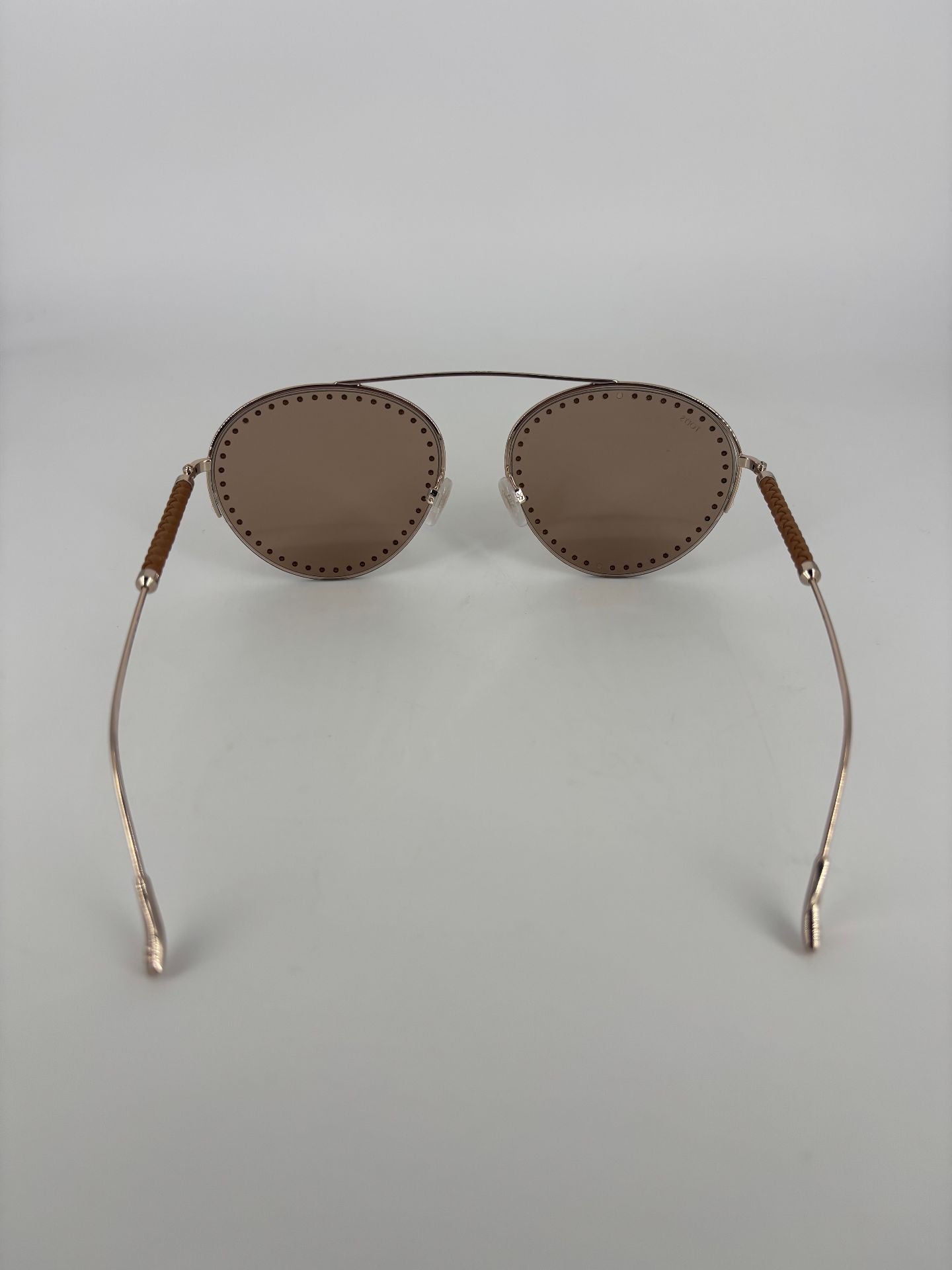 Lunettes de soleil Tod's forme goutte métal galvanisé branches cuir tressé-4