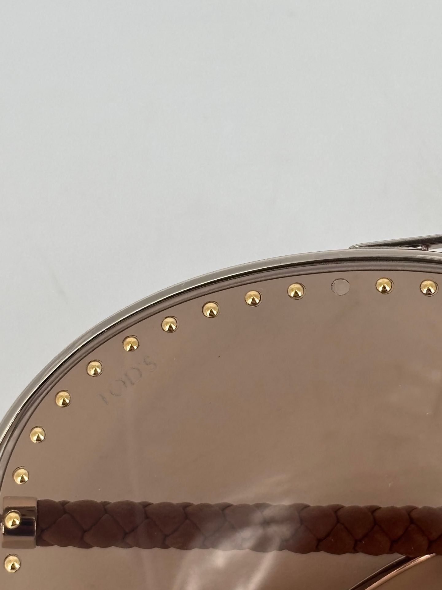 Lunettes de soleil Tod's forme goutte métal galvanisé branches cuir tressé-8