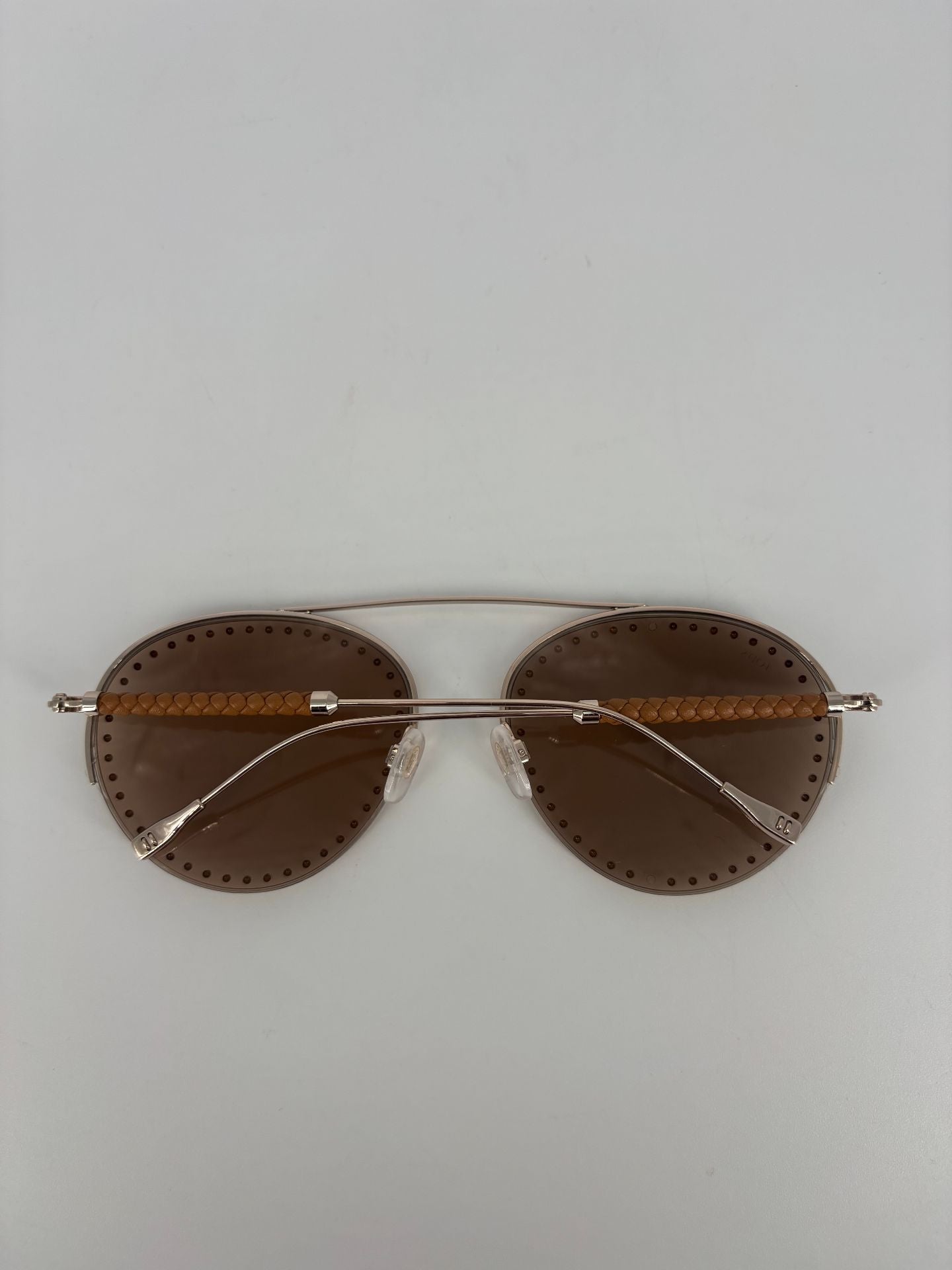 Lunettes de soleil Tod's forme goutte métal galvanisé branches cuir tressé-9