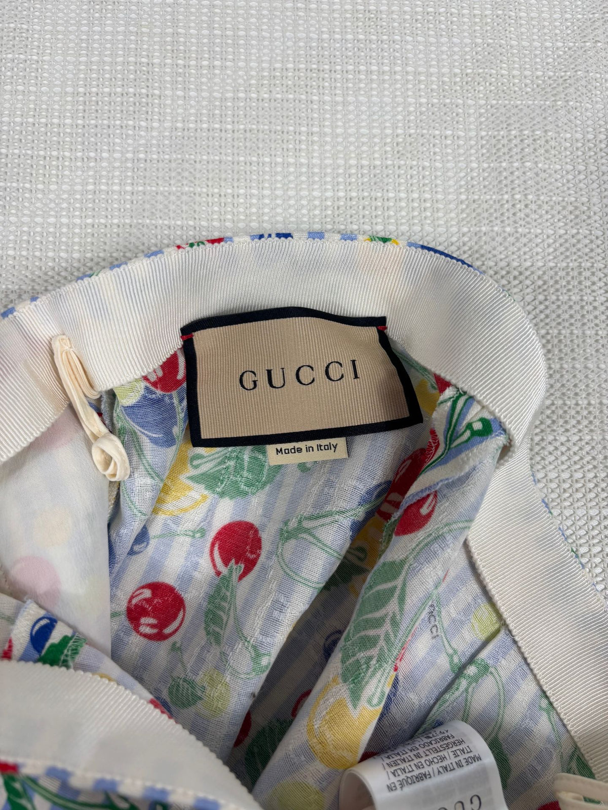 Short Gucci en coton rayé imprimé cerises à volant – Taille 36-9