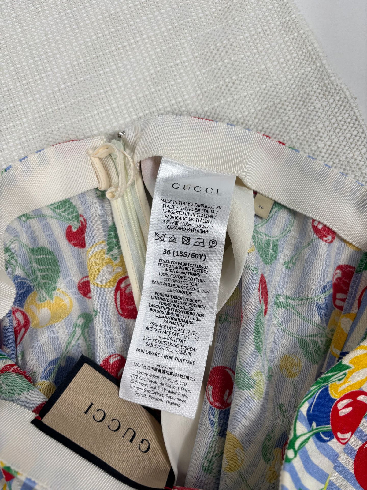 Short Gucci en coton rayé imprimé cerises à volant – Taille 36-10