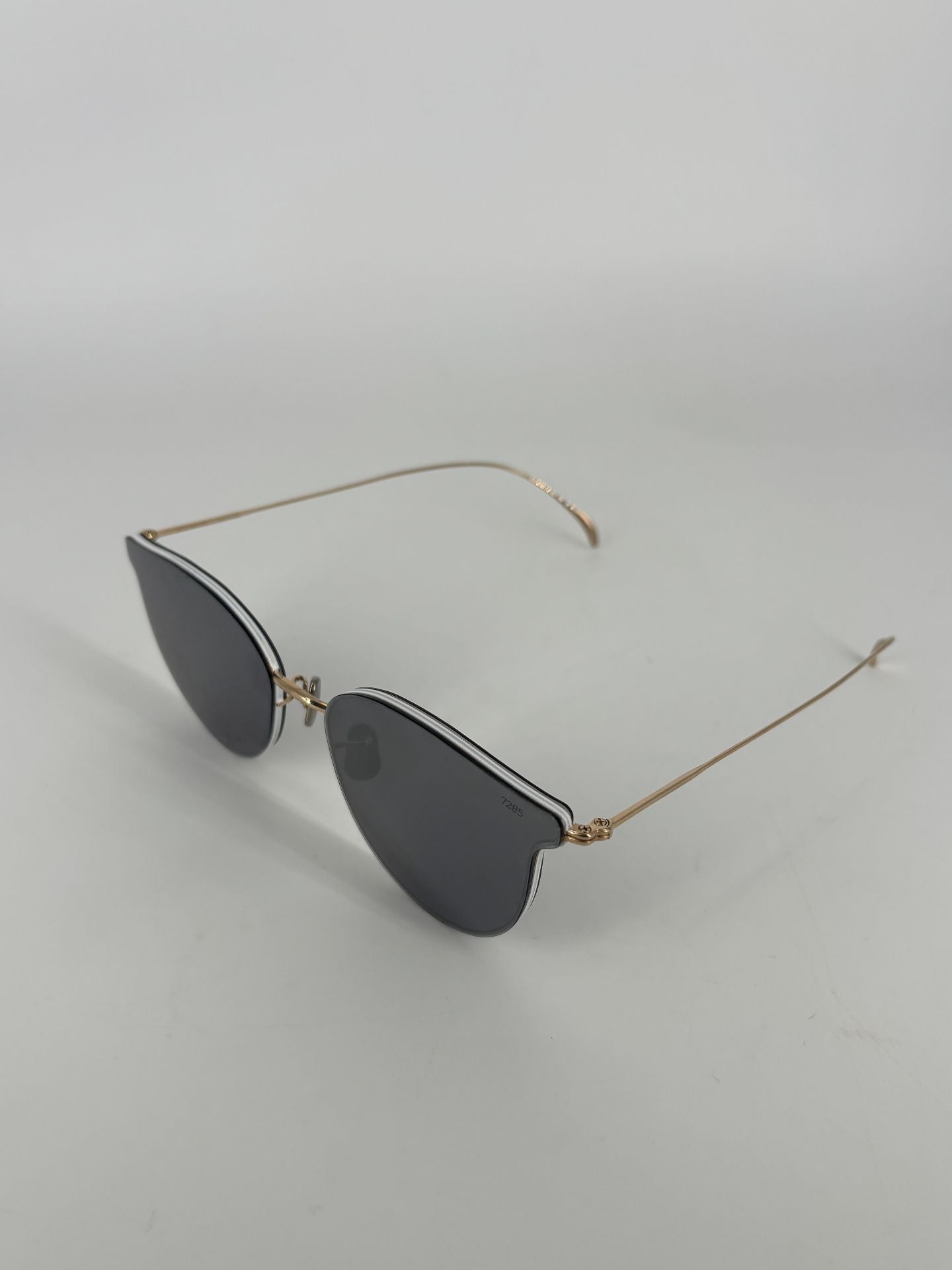 Lunettes de soleil Eyevan 7285 sans monture métal doré bord blanc-2