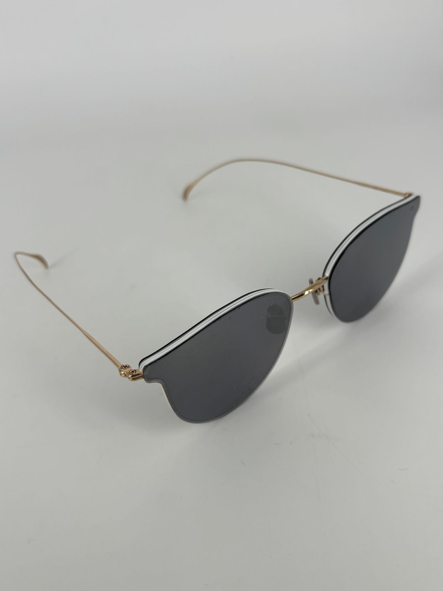 Lunettes de soleil Eyevan 7285 sans monture métal doré bord blanc-6