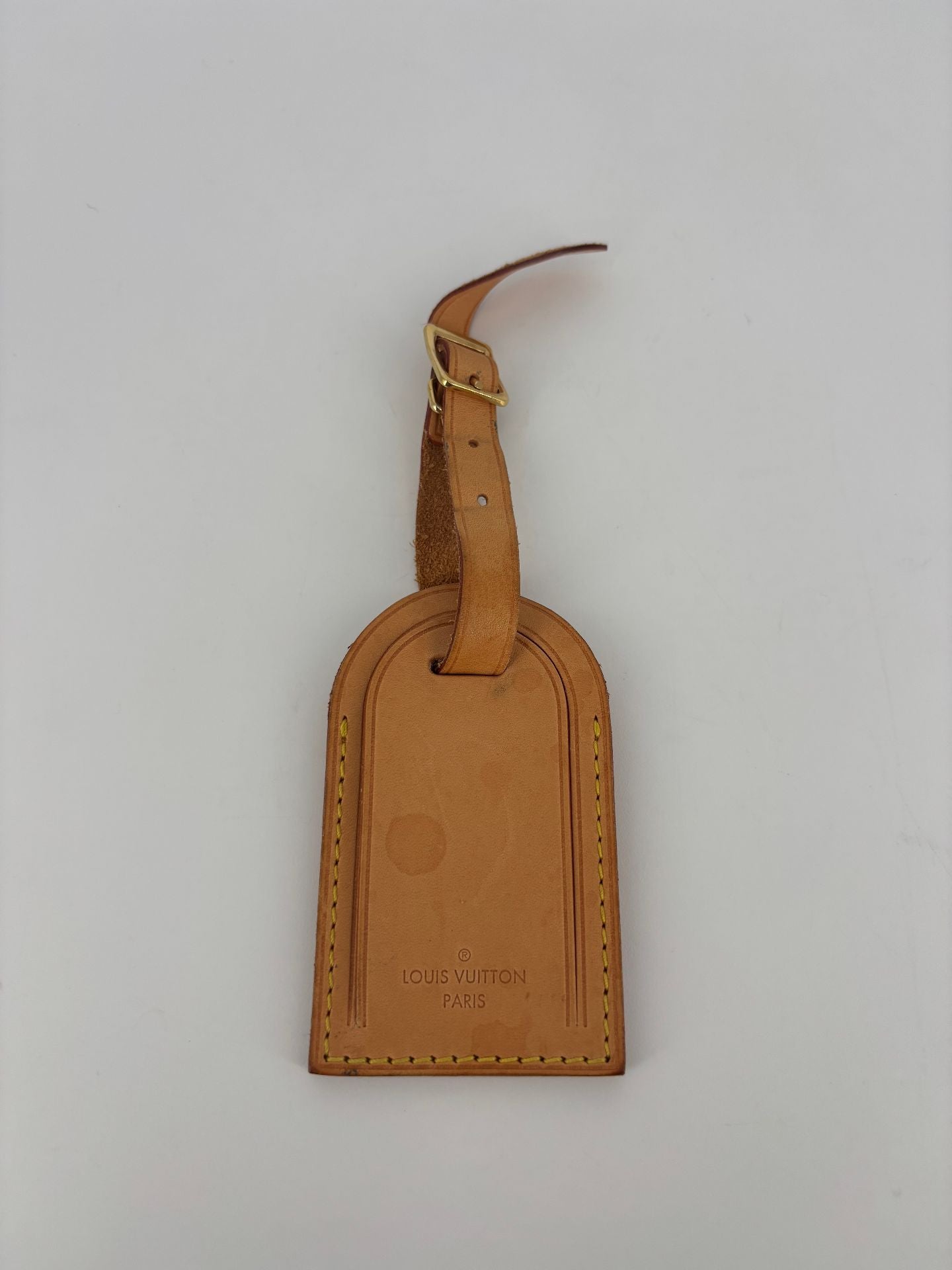 Étiquette à bagage Louis Vuitton cuir gold miel