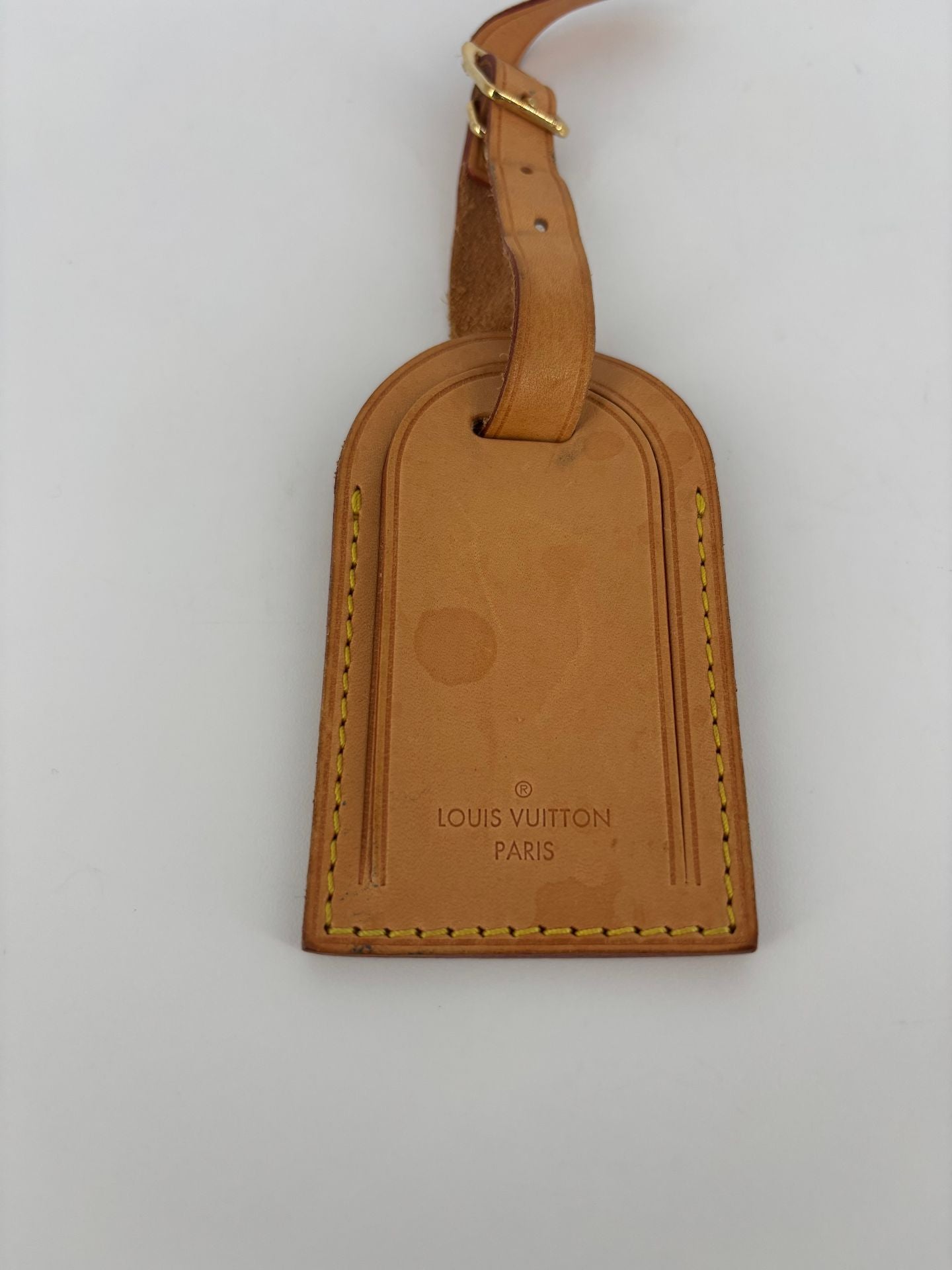 Étiquette à bagage Louis Vuitton cuir gold miel-2