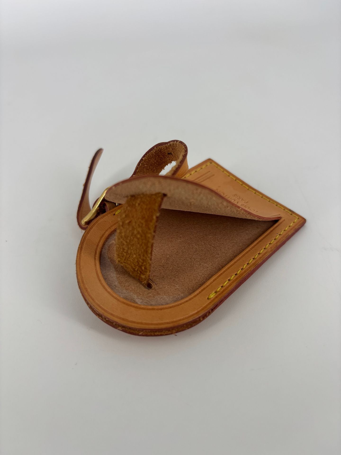 Étiquette à bagage Louis Vuitton cuir gold miel-5