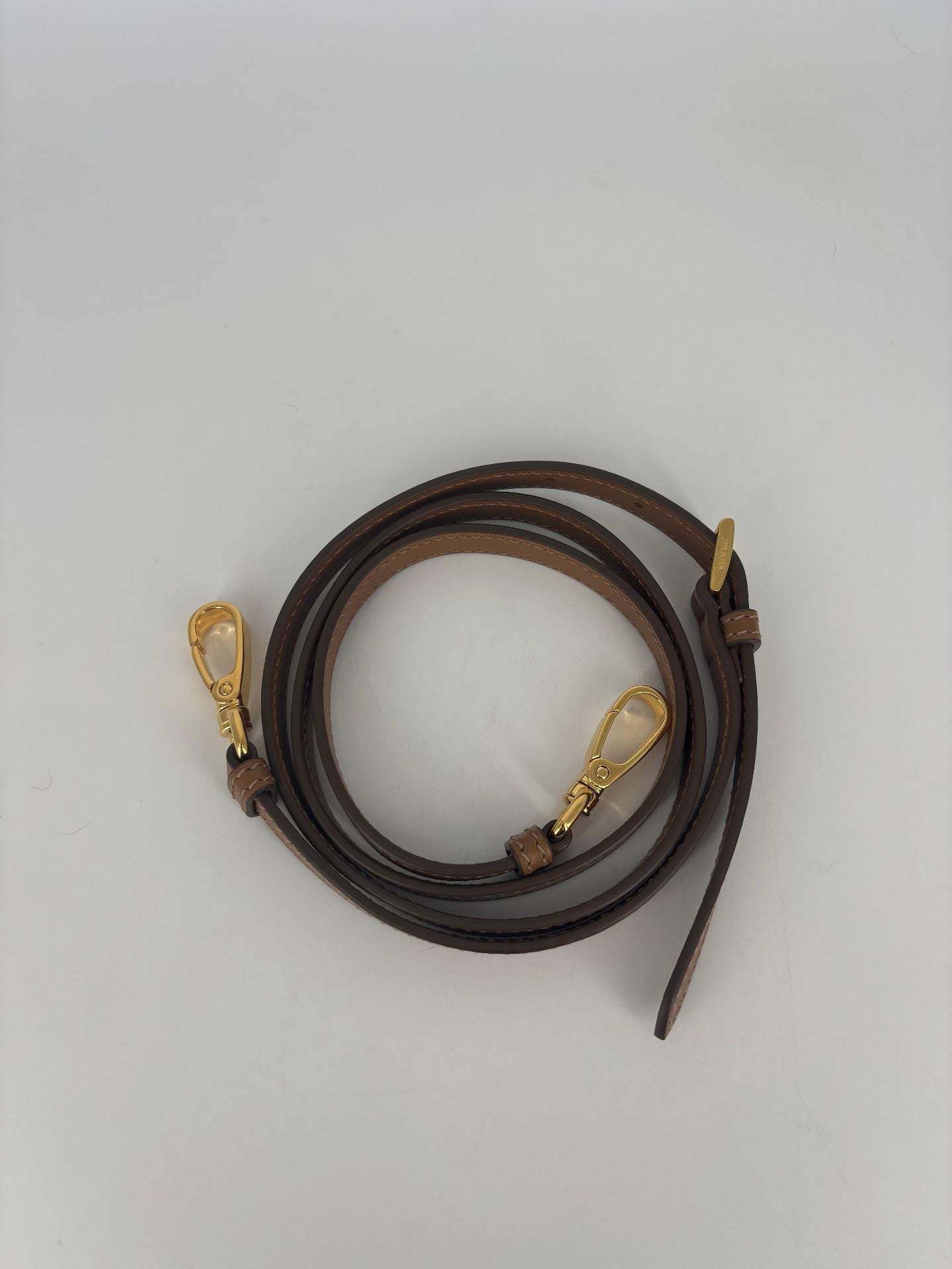 Bandoulière Prada cuir marron crochets dorés – 115 cm – étui d'origine-2