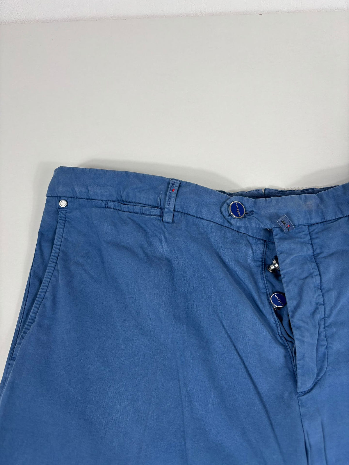 Pantalon chino Kiton bleu en coton et soie stretch – Taille FR 48-4