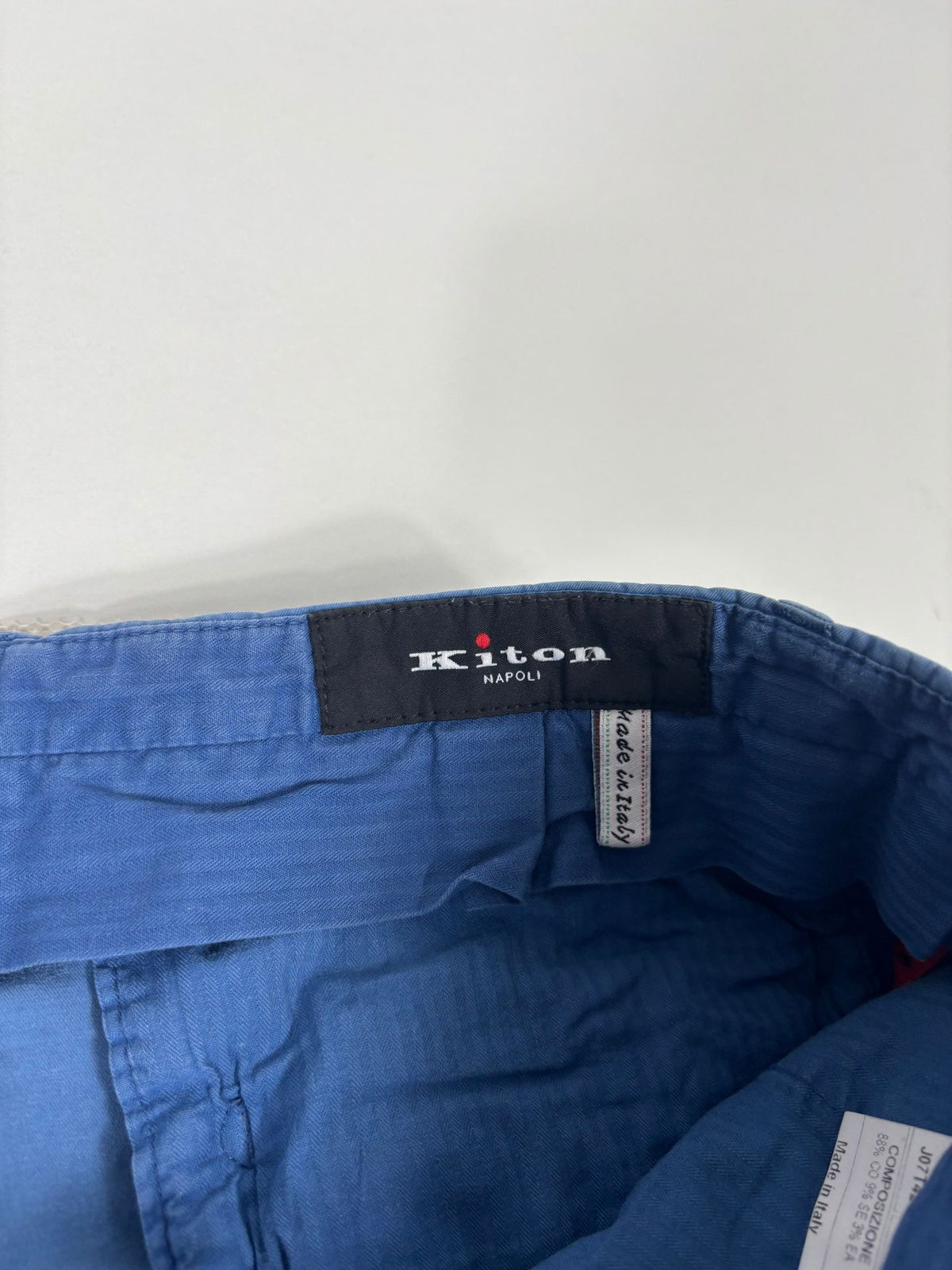 Pantalon chino Kiton bleu en coton et soie stretch – Taille FR 48-7