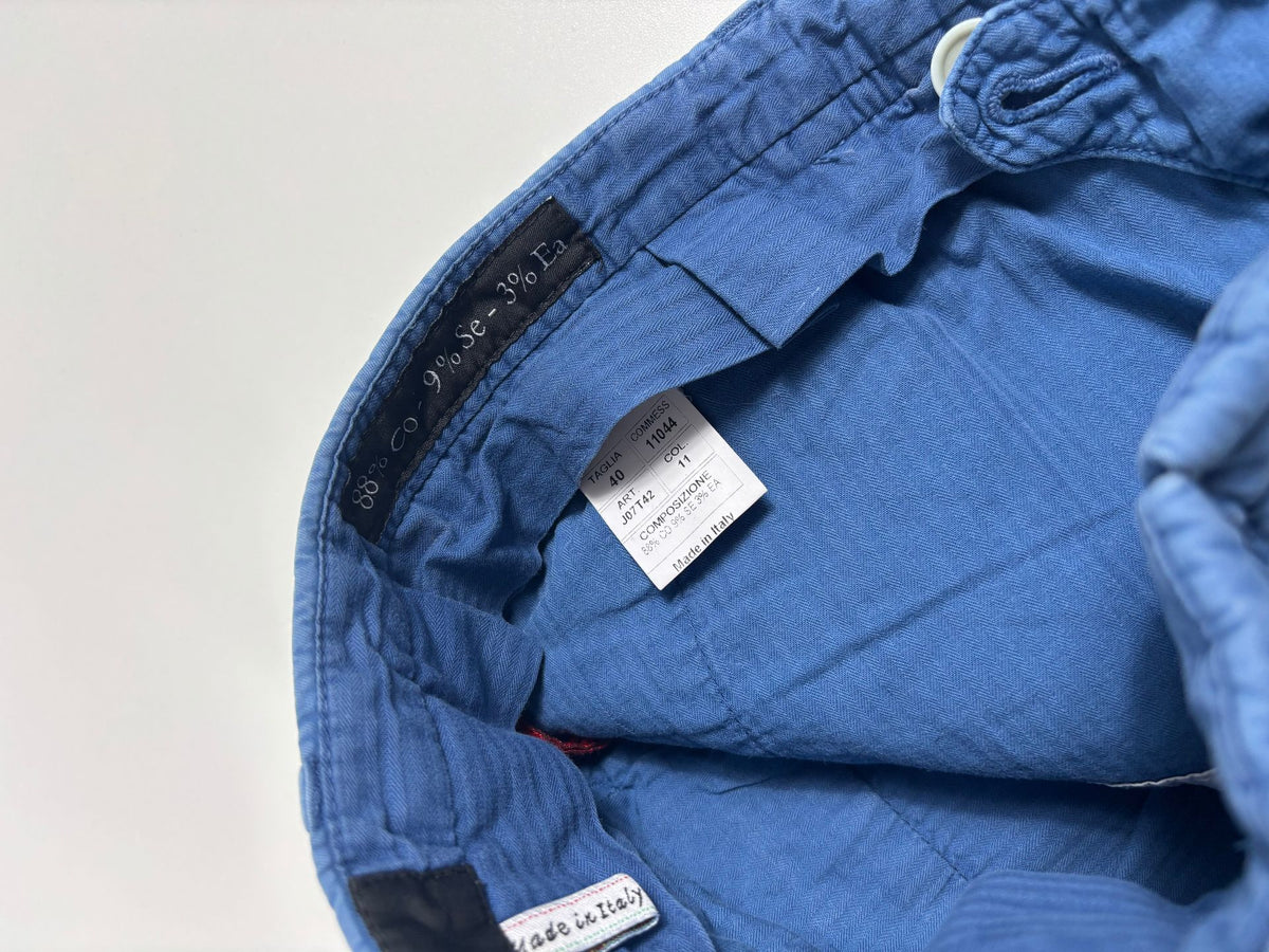 Pantalon chino Kiton bleu en coton et soie stretch – Taille FR 48-8