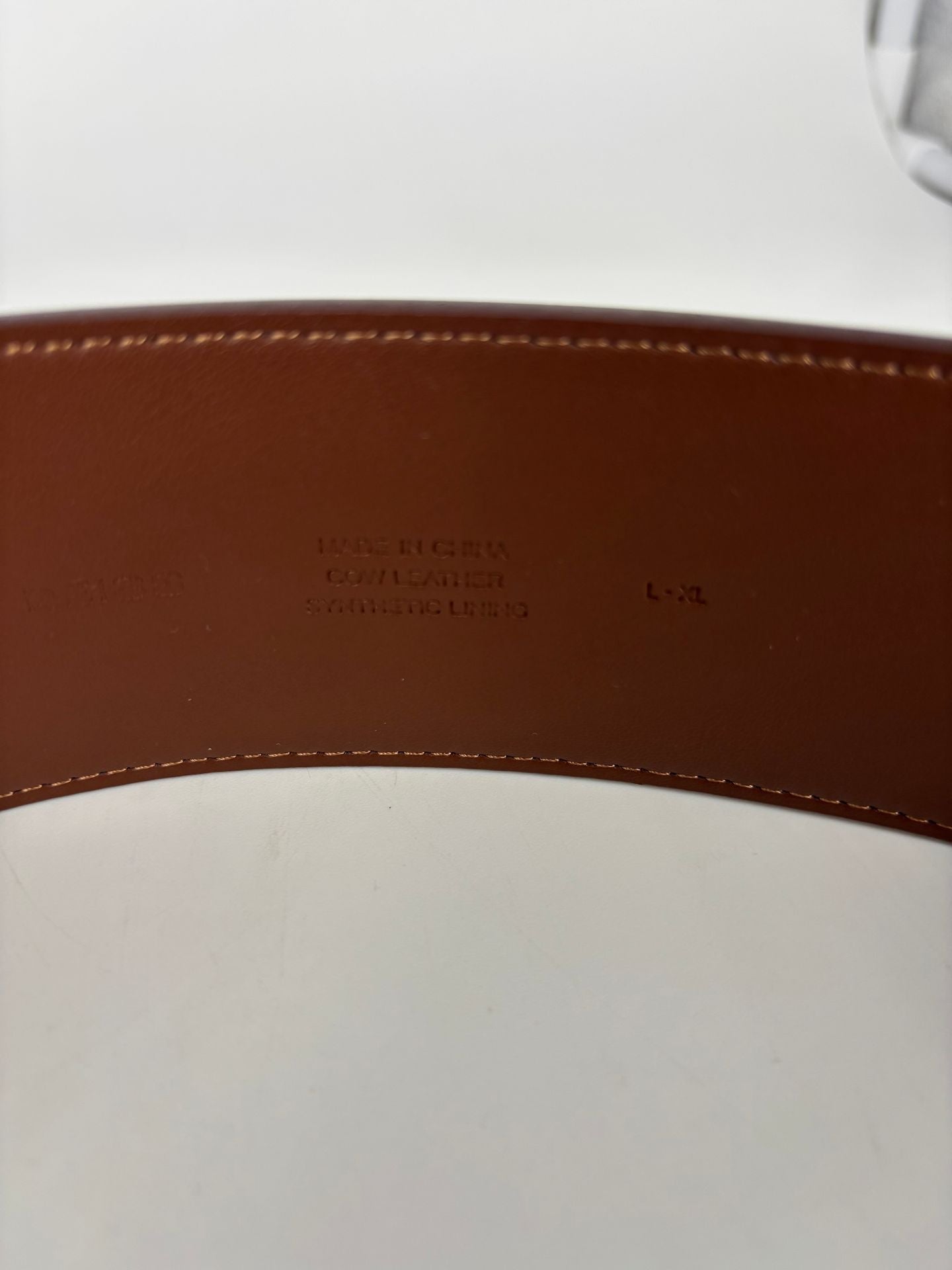 Ceinture Reiss cuir marron doublure suède boucle dorée-3