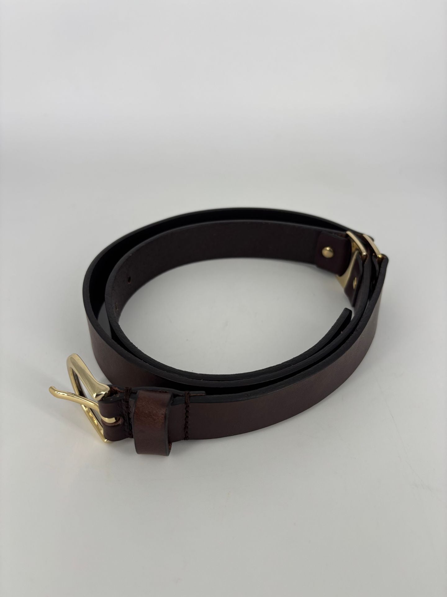 Ceinture Massimo Dutti cuir marron boucle dorée – Taille M-4