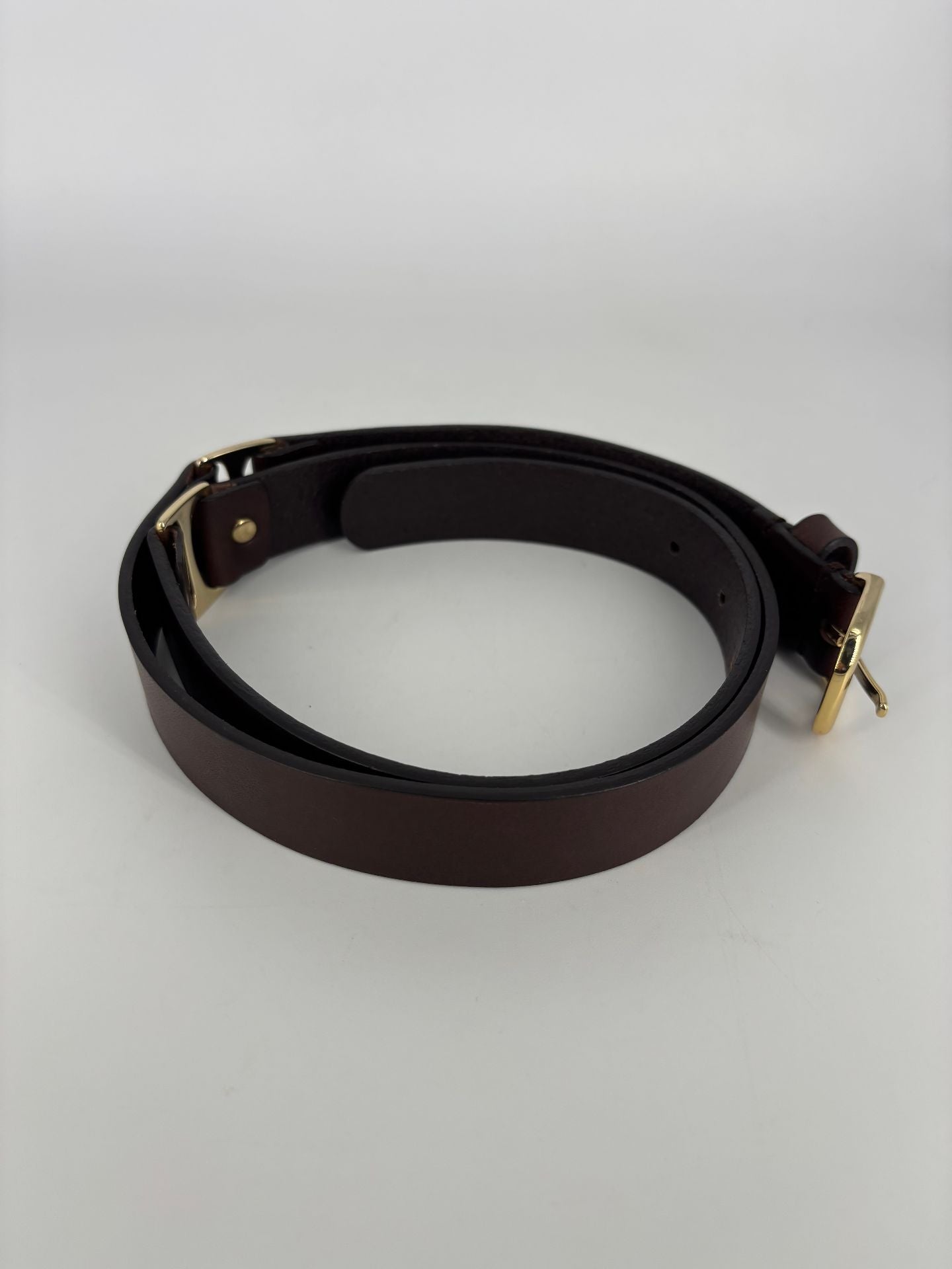 Ceinture Massimo Dutti cuir marron boucle dorée – Taille M-6
