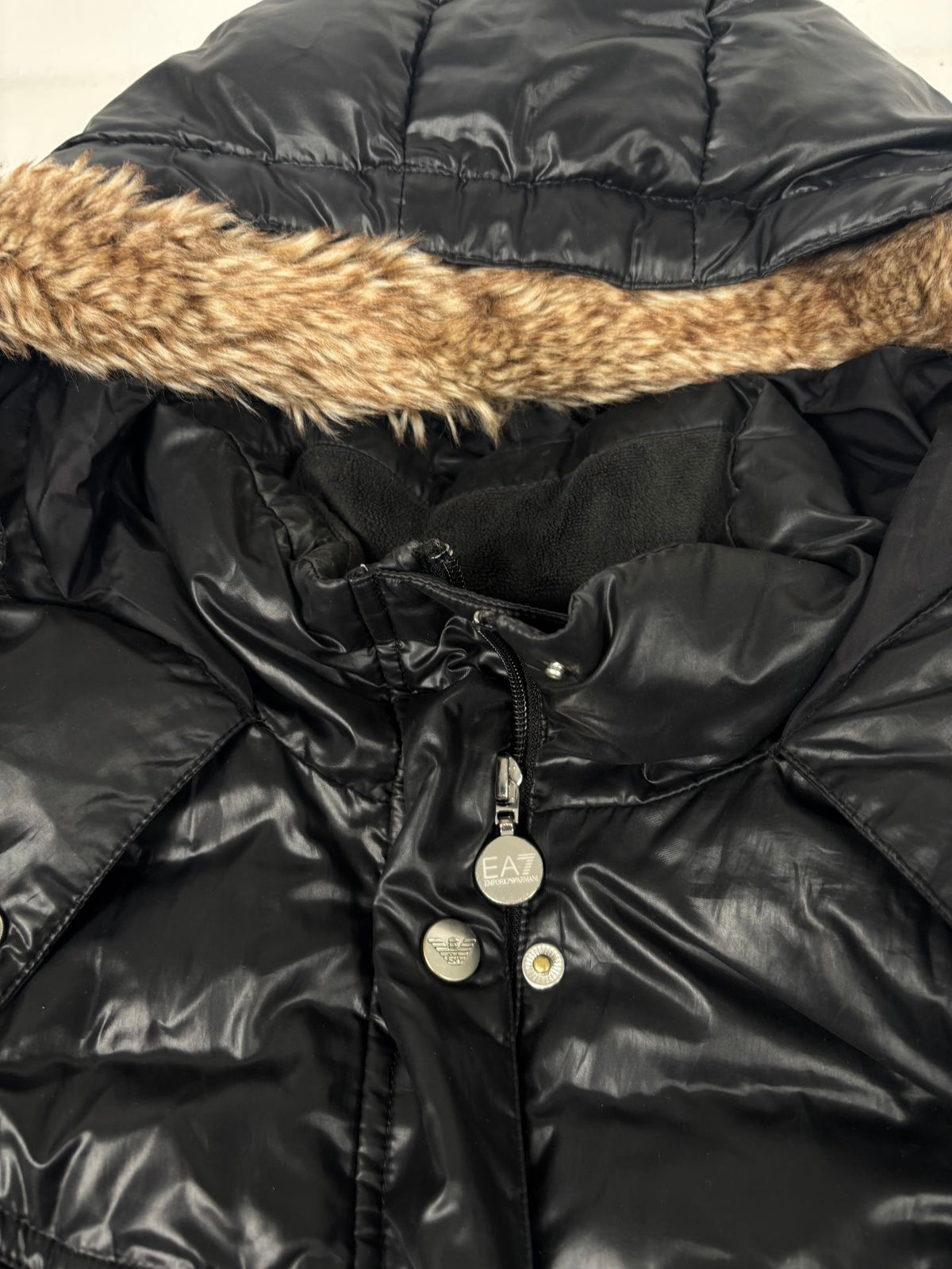 Doudoune longue EA7 Emporio Armani noire matelassée ceinturée – Taille XS-7