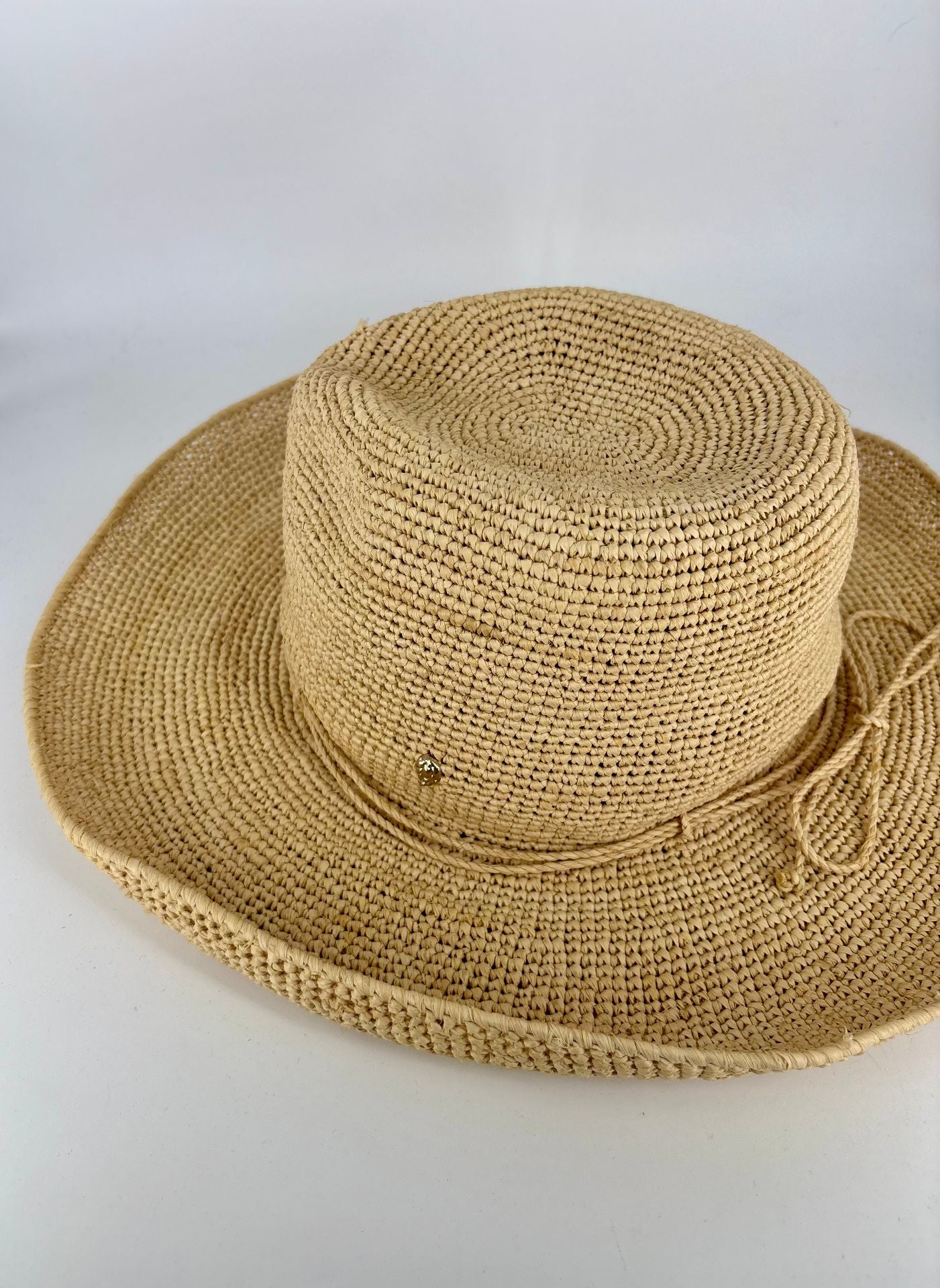 Chapeau Helen Kaminski Belen raffia tressé main naturel – bord large 9 cm-4
