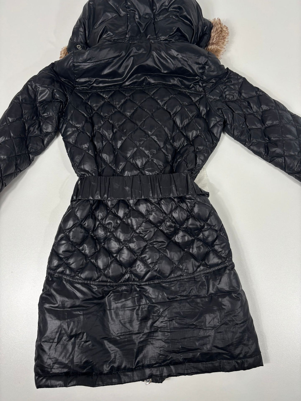 Doudoune longue EA7 Emporio Armani noire matelassée ceinturée – Taille XS-10