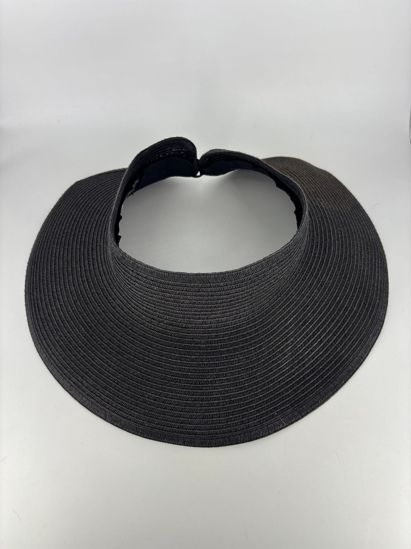 Visière San Diego Hat Company tressée papier gris/noir – Visor sans calotte-2