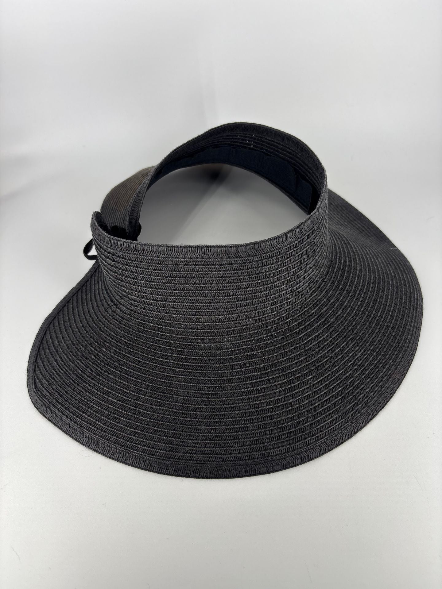 Visière San Diego Hat Company tressée papier gris/noir – Visor sans calotte-3