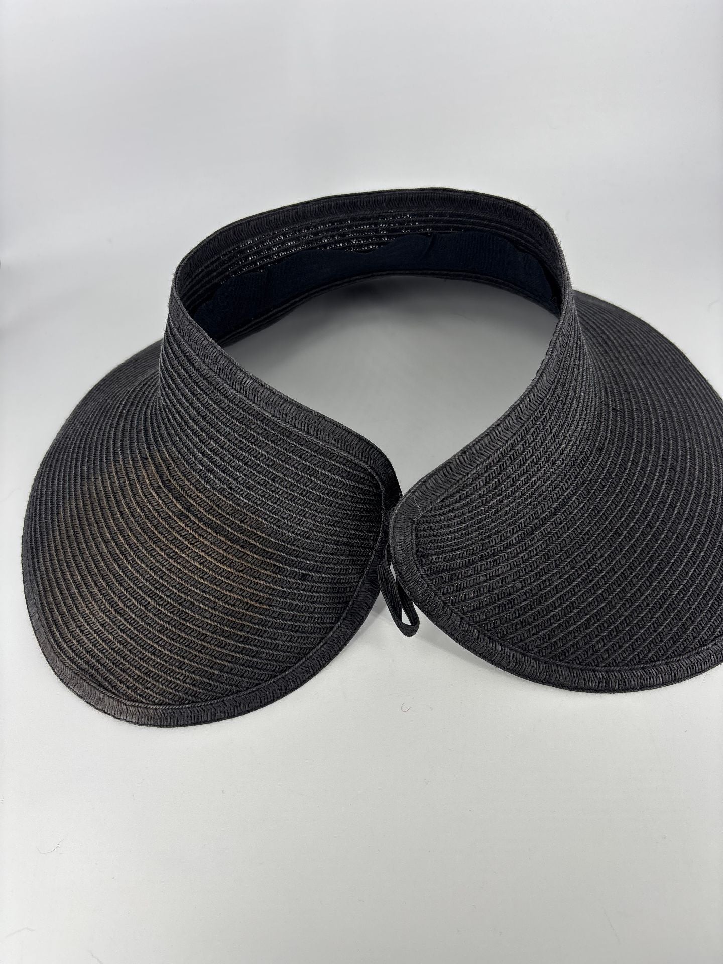 Visière San Diego Hat Company tressée papier gris/noir – Visor sans calotte-4
