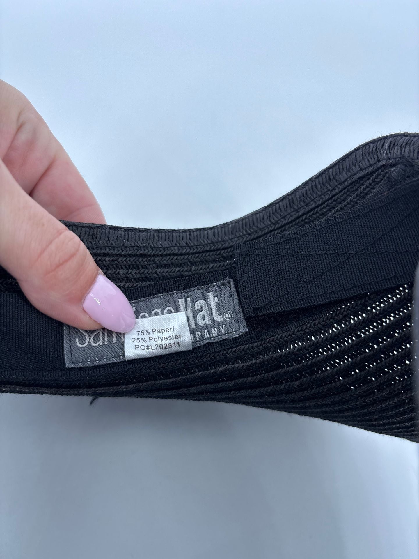 Visière San Diego Hat Company tressée papier gris/noir – Visor sans calotte-7