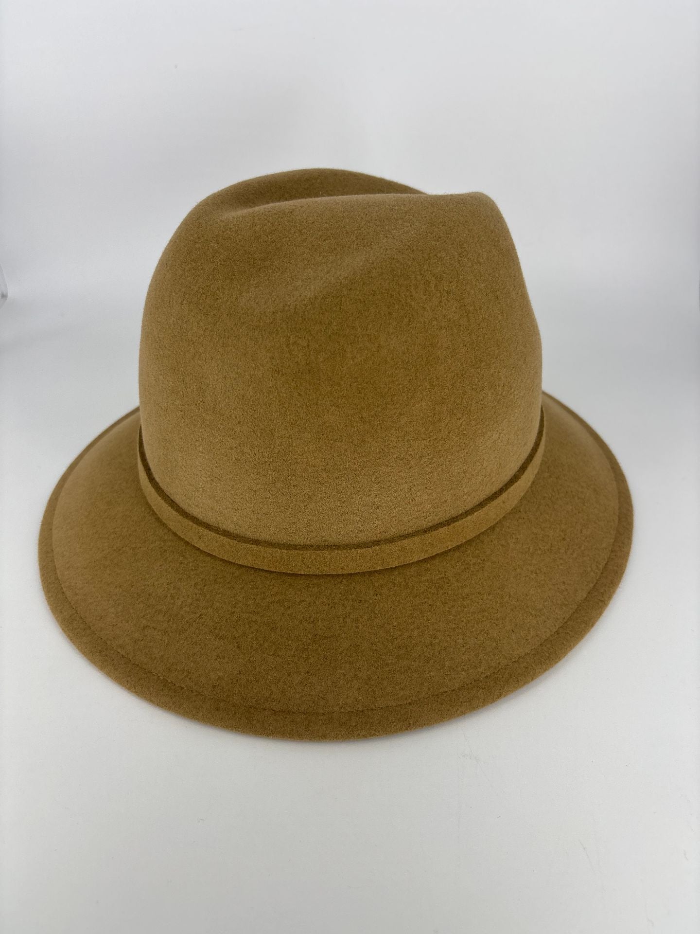 Chapeau Da-Me feutre laine marron camel nœud suédine-3