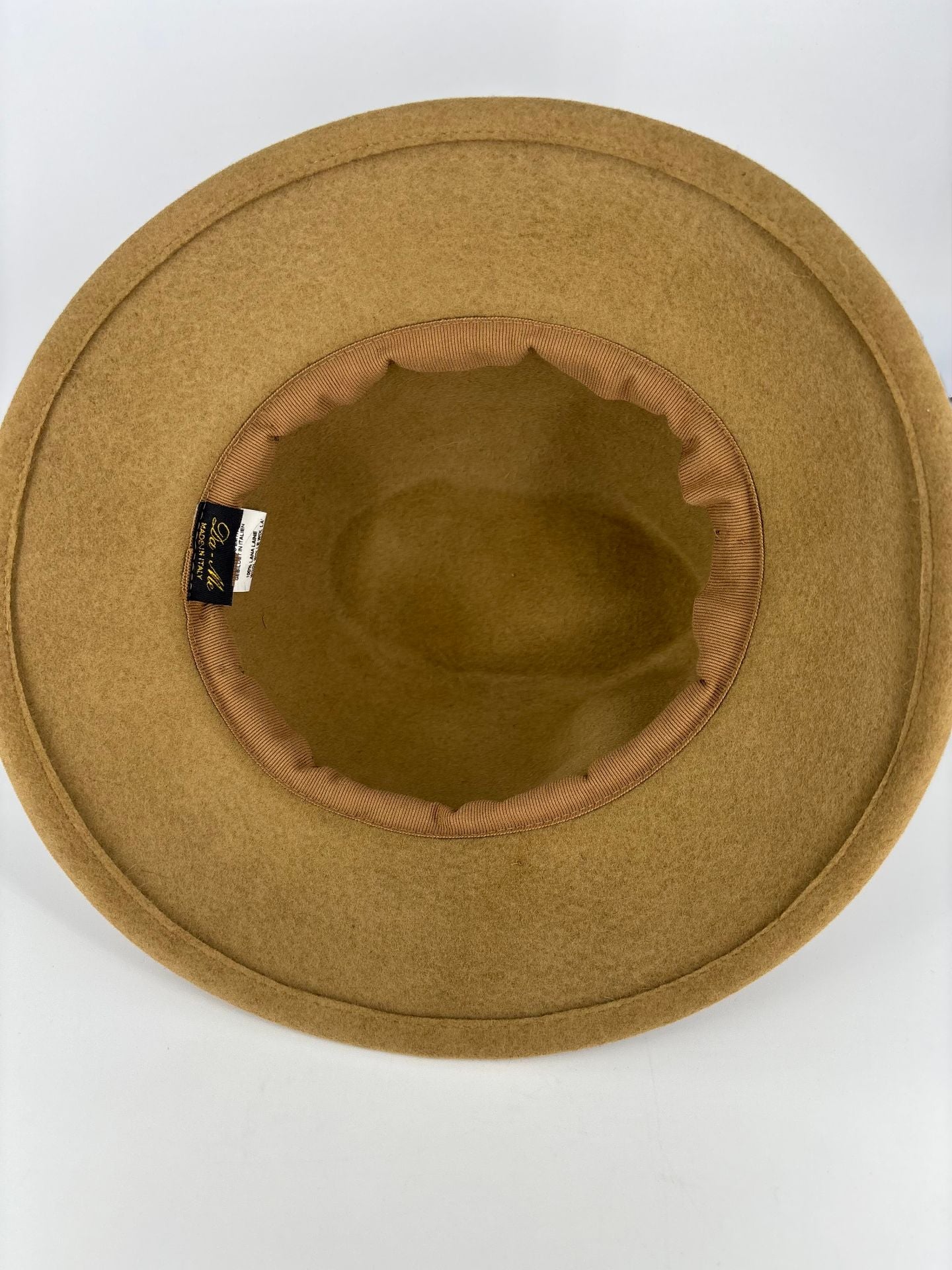 Chapeau Da-Me feutre laine marron camel nœud suédine-4
