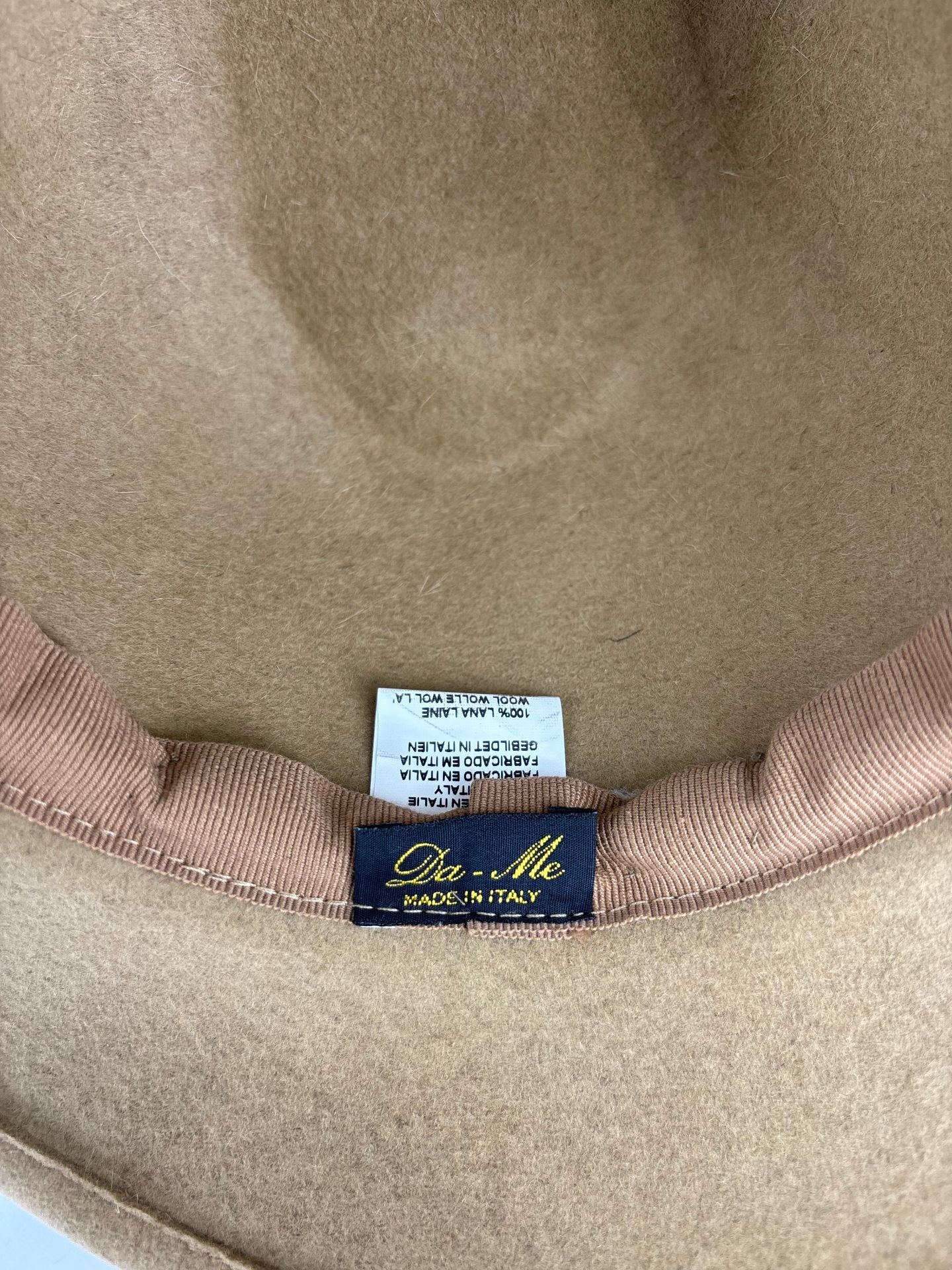 Chapeau Da-Me feutre laine marron camel nœud suédine-5
