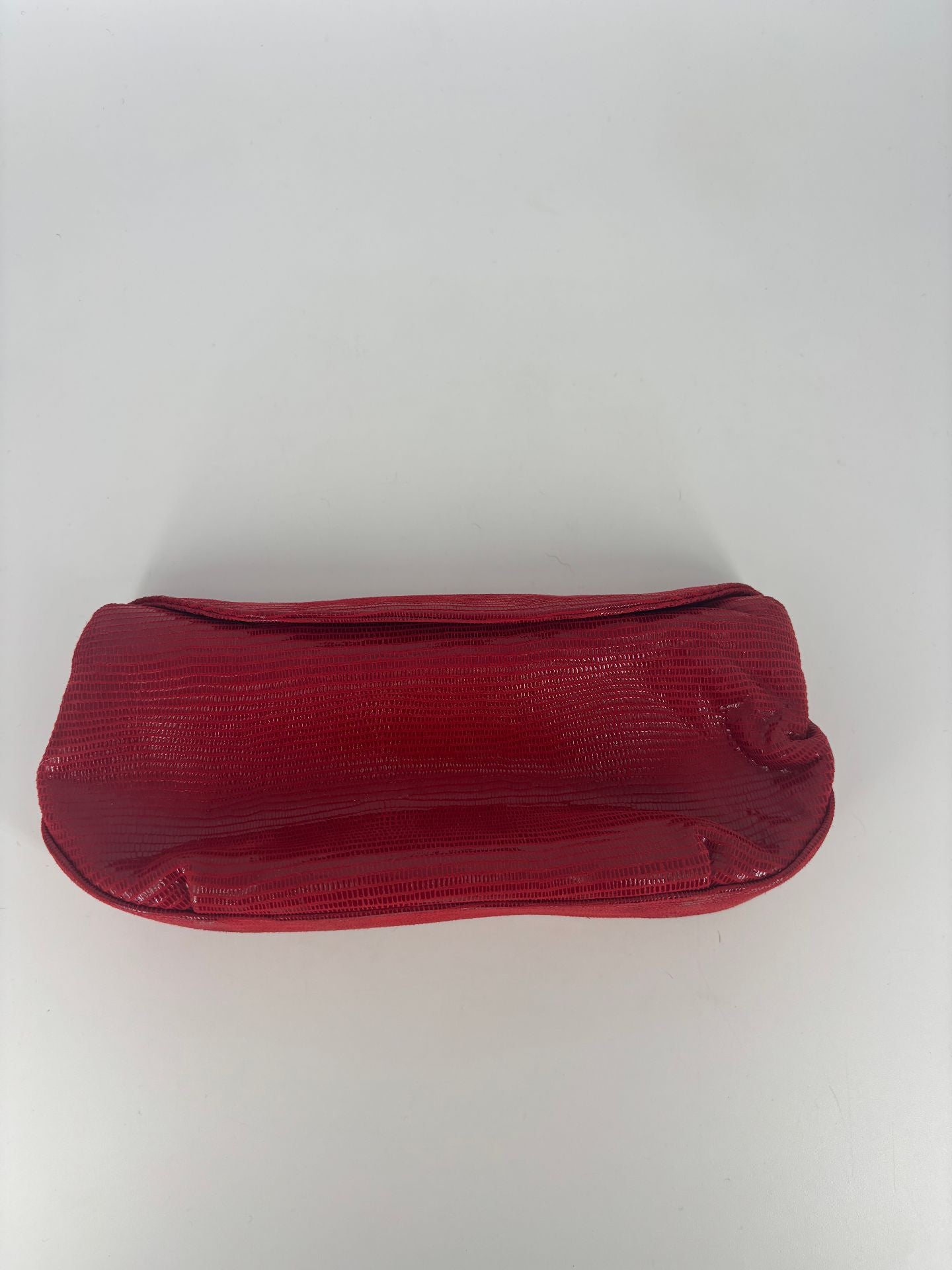 Pochette Akris cuir de lézard rouge – 20x10 cm-2