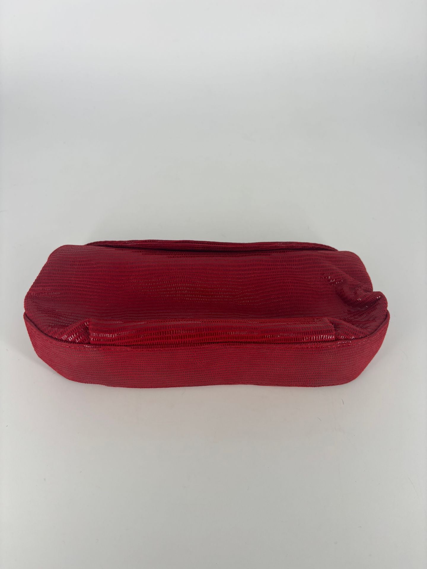 Pochette Akris cuir de lézard rouge – 20x10 cm-3