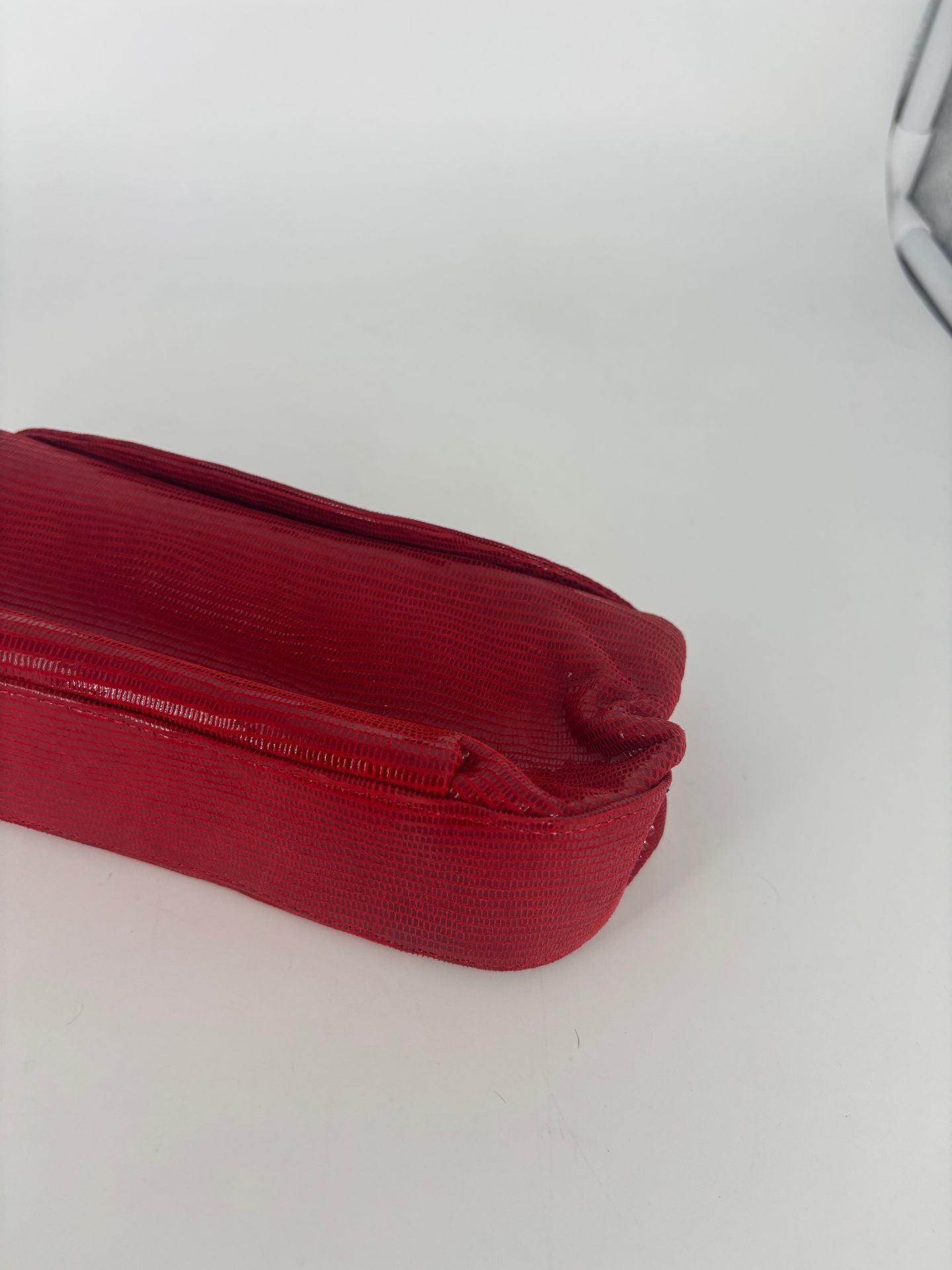 Pochette Akris cuir de lézard rouge – 20x10 cm-4