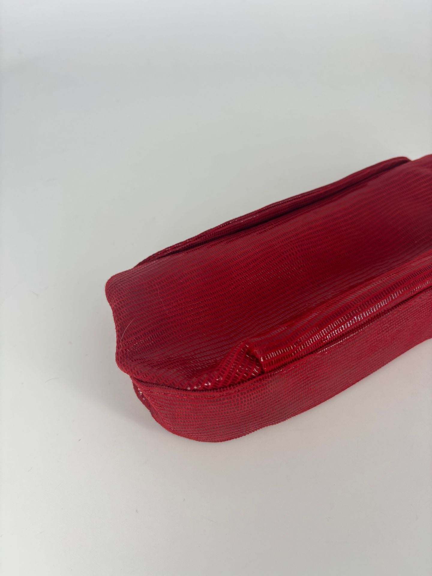 Pochette Akris cuir de lézard rouge – 20x10 cm-5