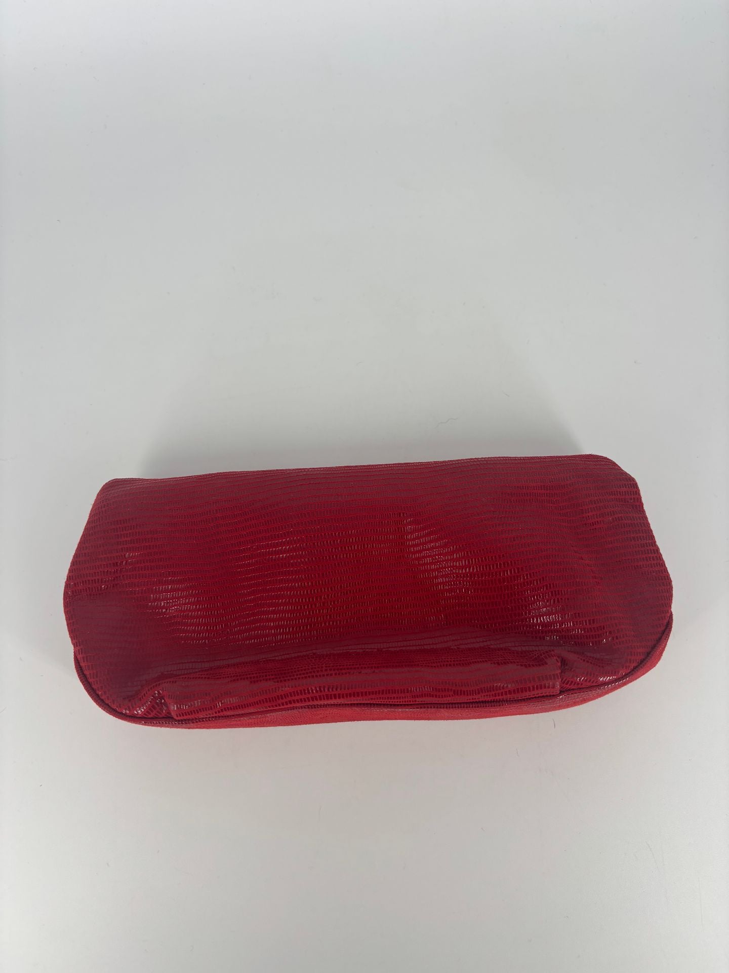 Pochette Akris cuir de lézard rouge – 20x10 cm-6