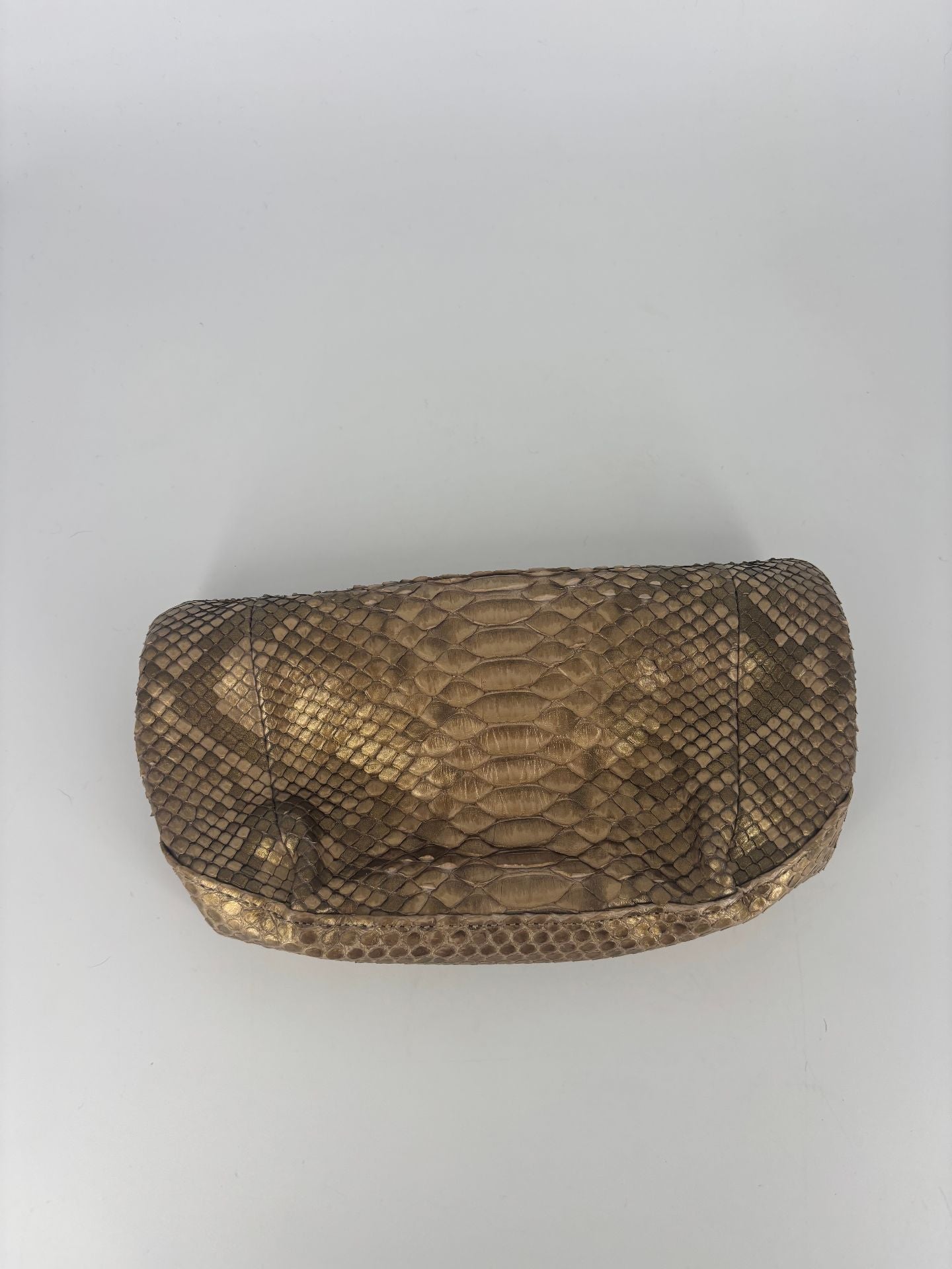 Pochette Akris cuir de python doré bronze – 20x10 cm-5