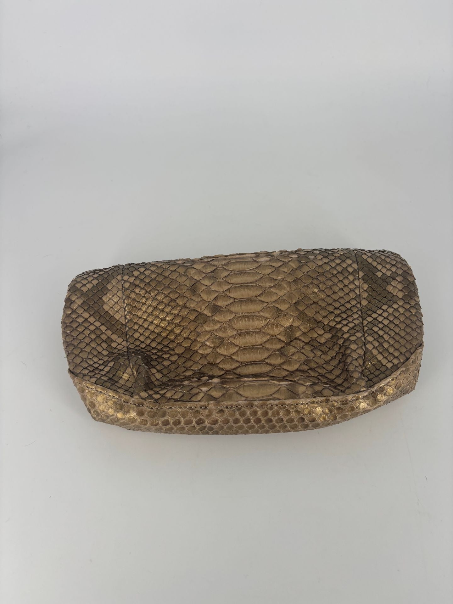 Pochette Akris cuir de python doré bronze – 20x10 cm-6