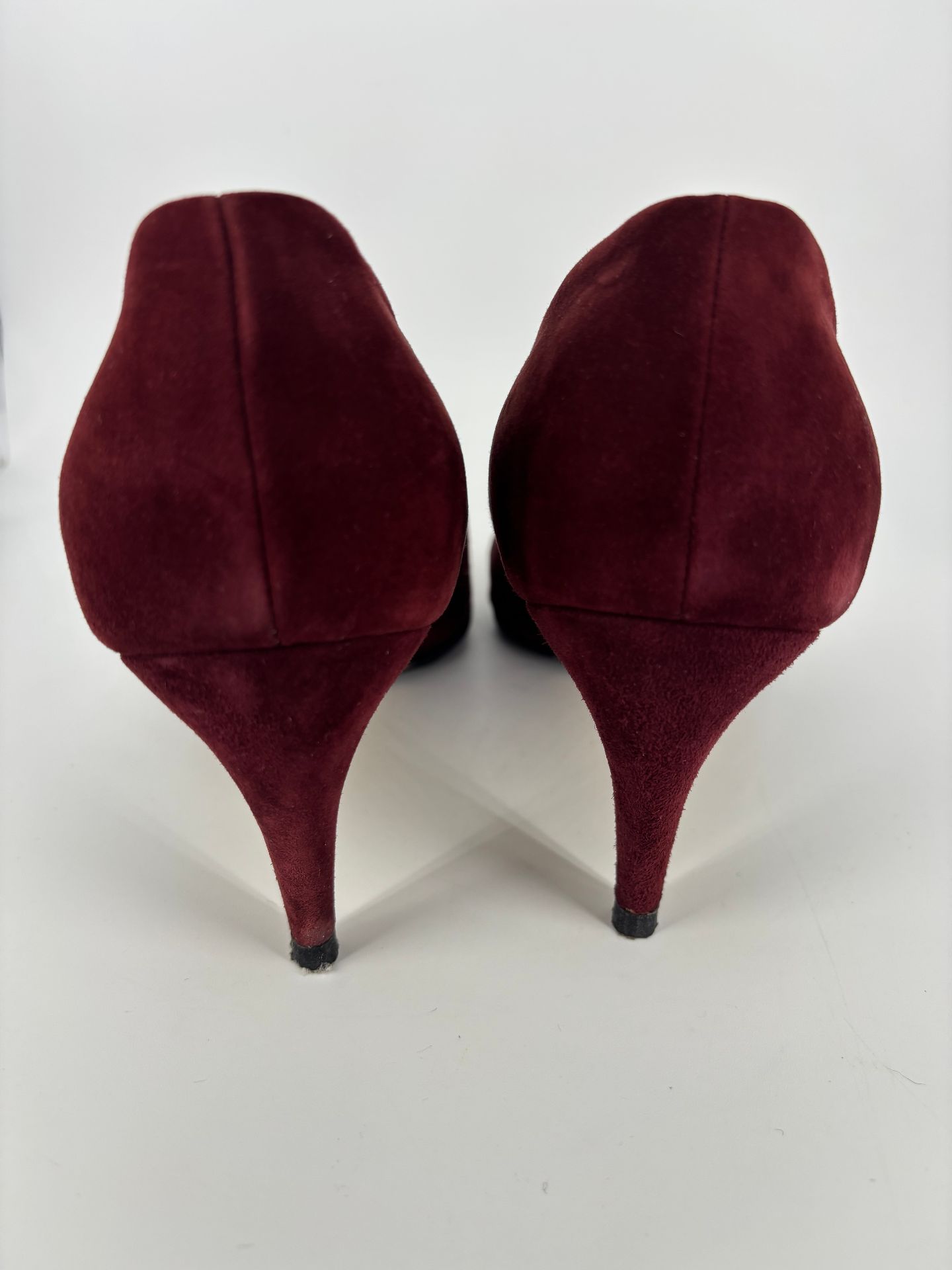 Escarpins Walter Steiger daim bordeaux bout pointu talon fin doublure cuir doré – T.41-8