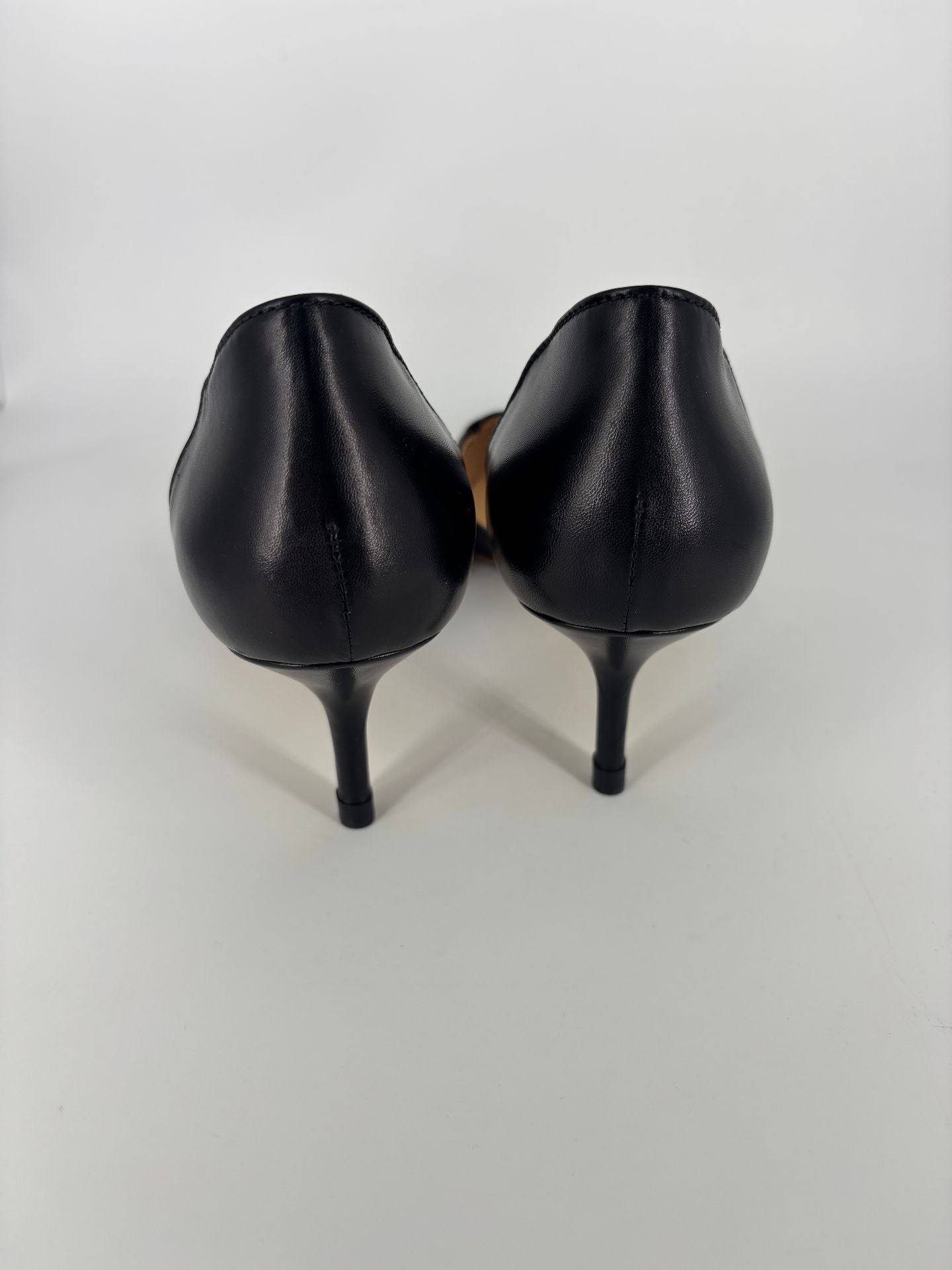 Escarpins Francesco Russo Dorsay cuir veau noir bout pointu entaille penny – T.41,5-8