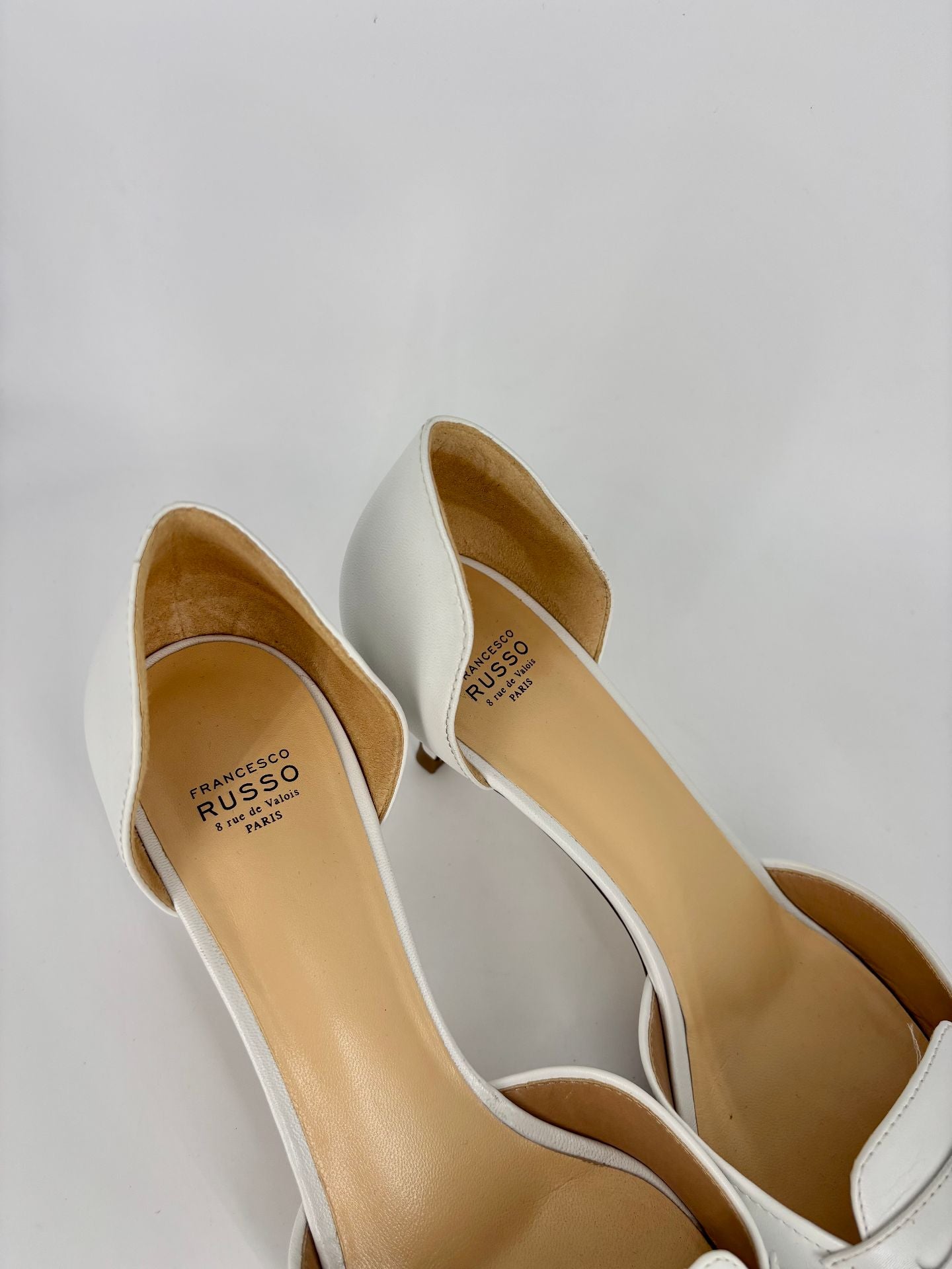 Escarpins Francesco Russo Dorsay cuir blanc – Taille 41,5-3