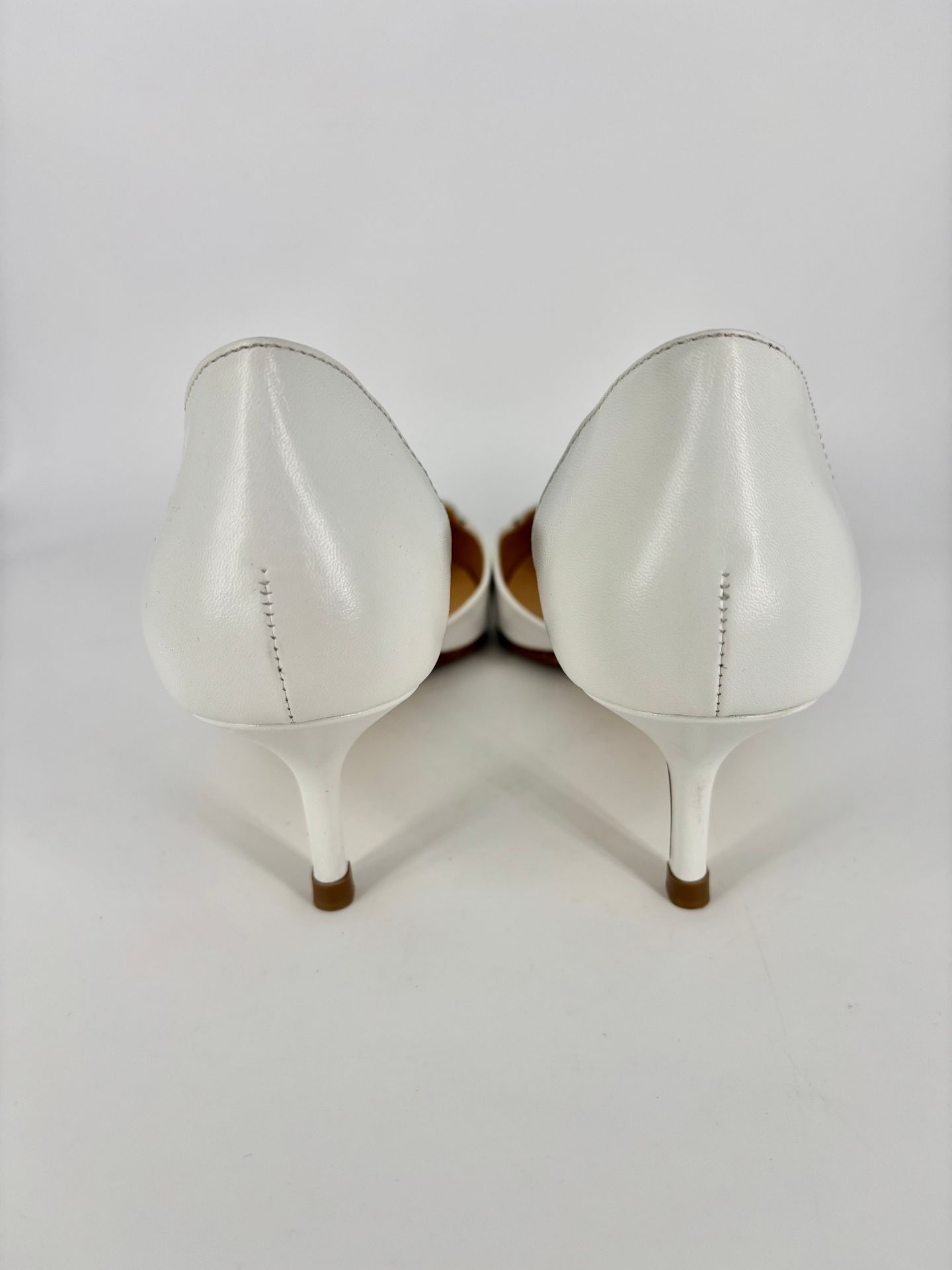 Escarpins Francesco Russo Dorsay cuir blanc – Taille 41,5-7